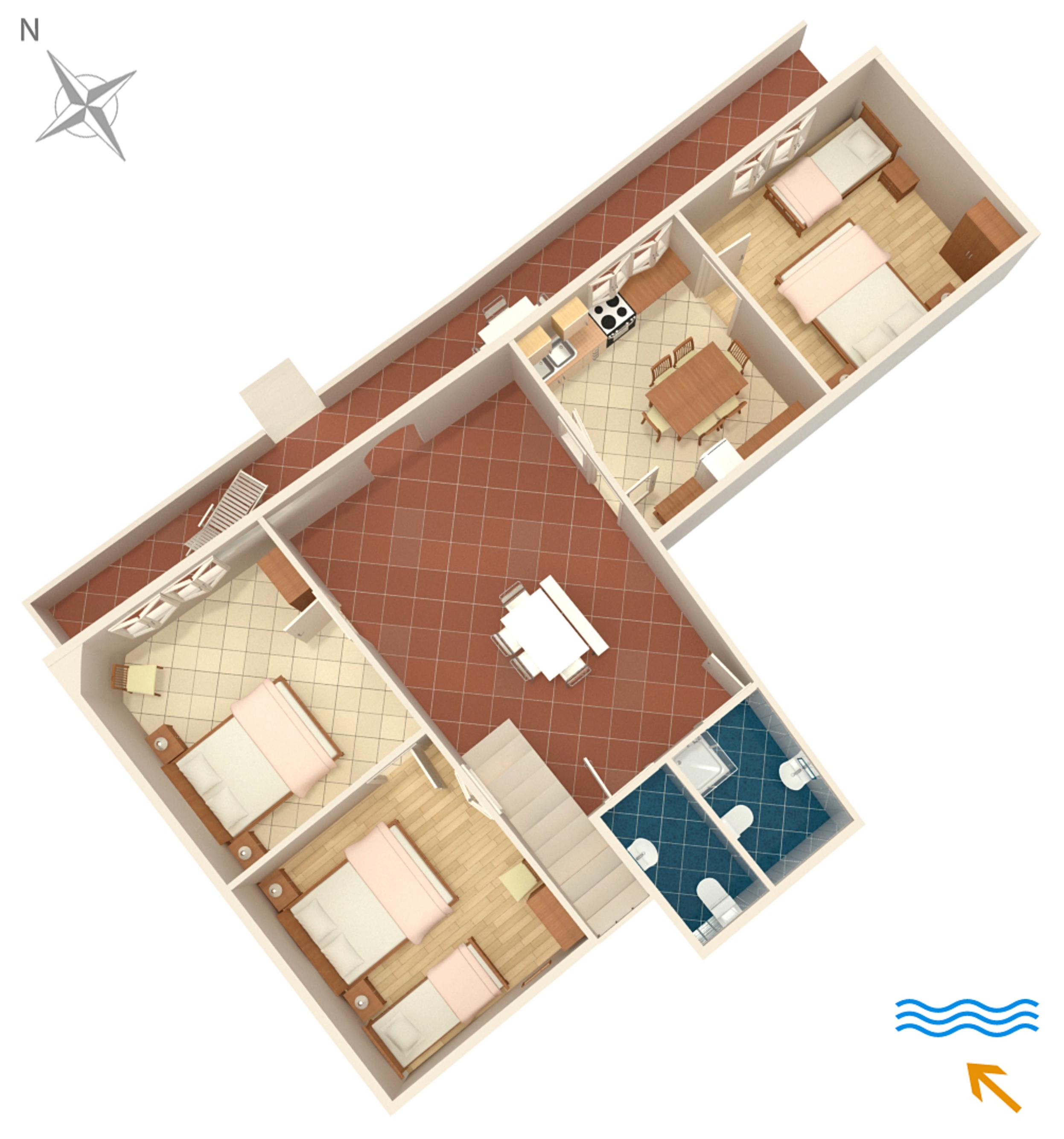 Three bedroom house near beach Lumbarda, Korčula  K