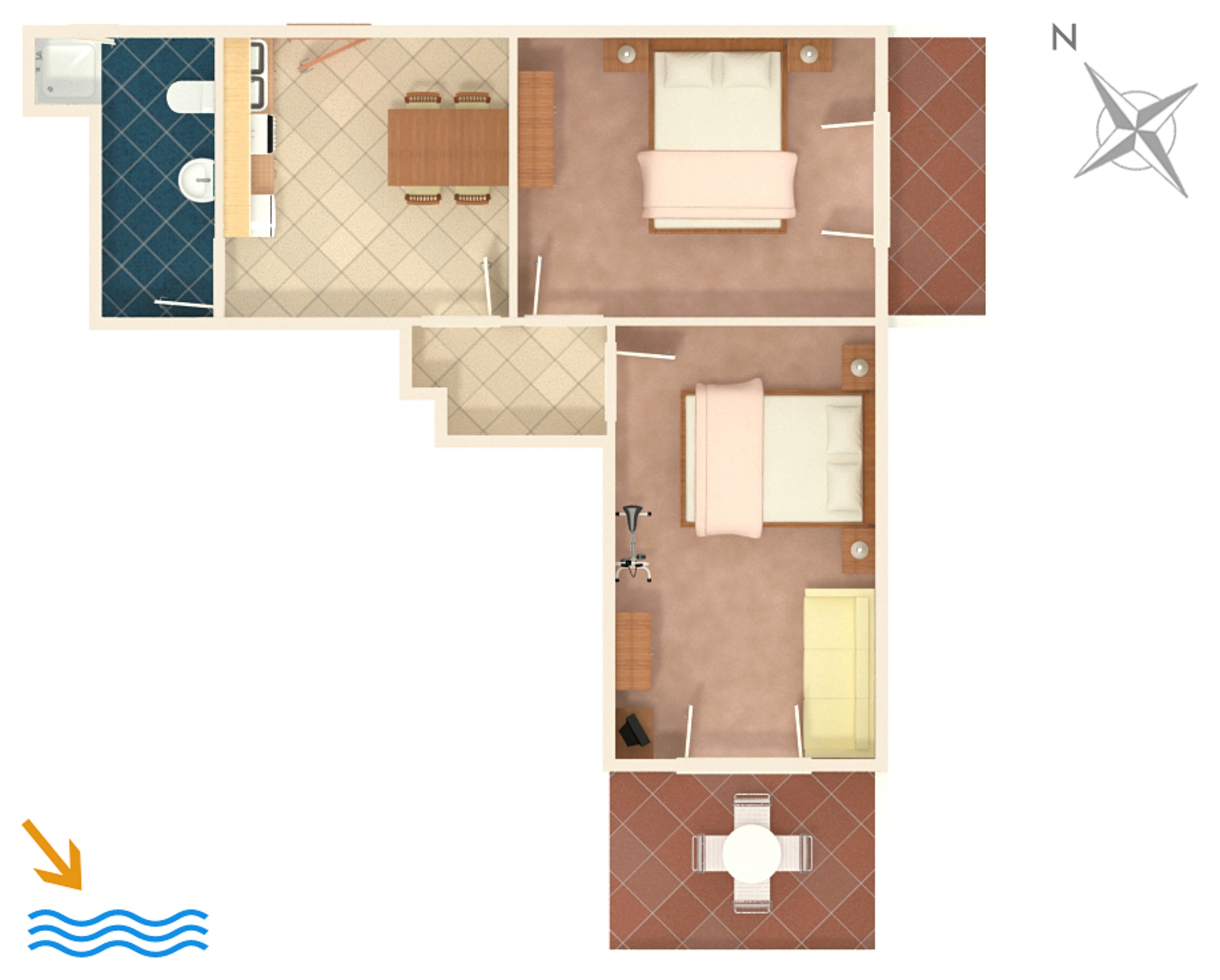 Two bedroom apartment with terrace and sea view Zavalatica, Korčula  A-a