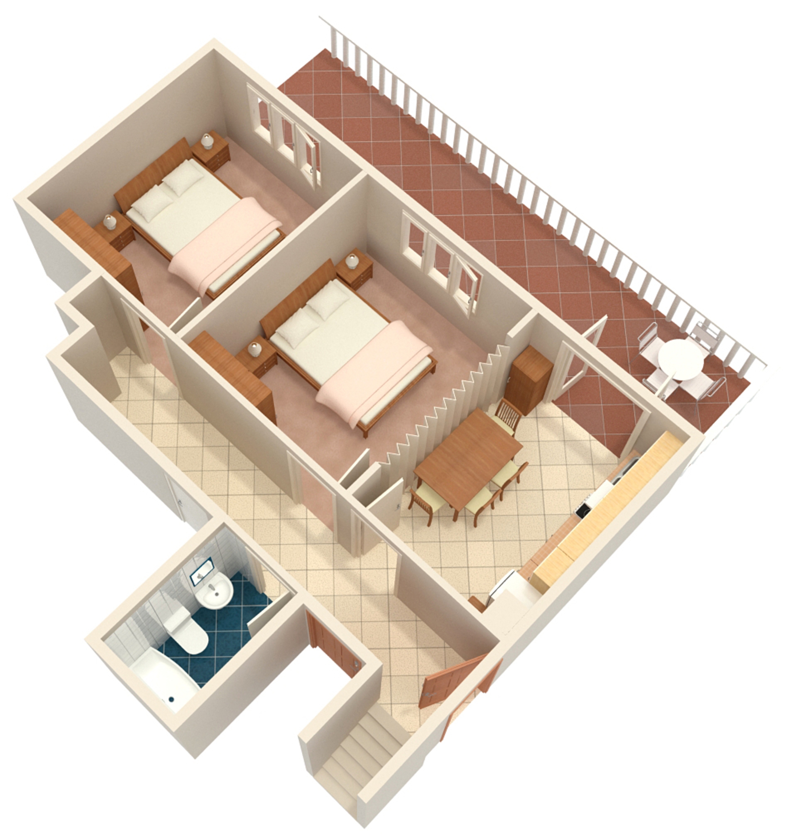 Two bedroom apartment with terrace and sea view Zavalatica, Korčula  A-b