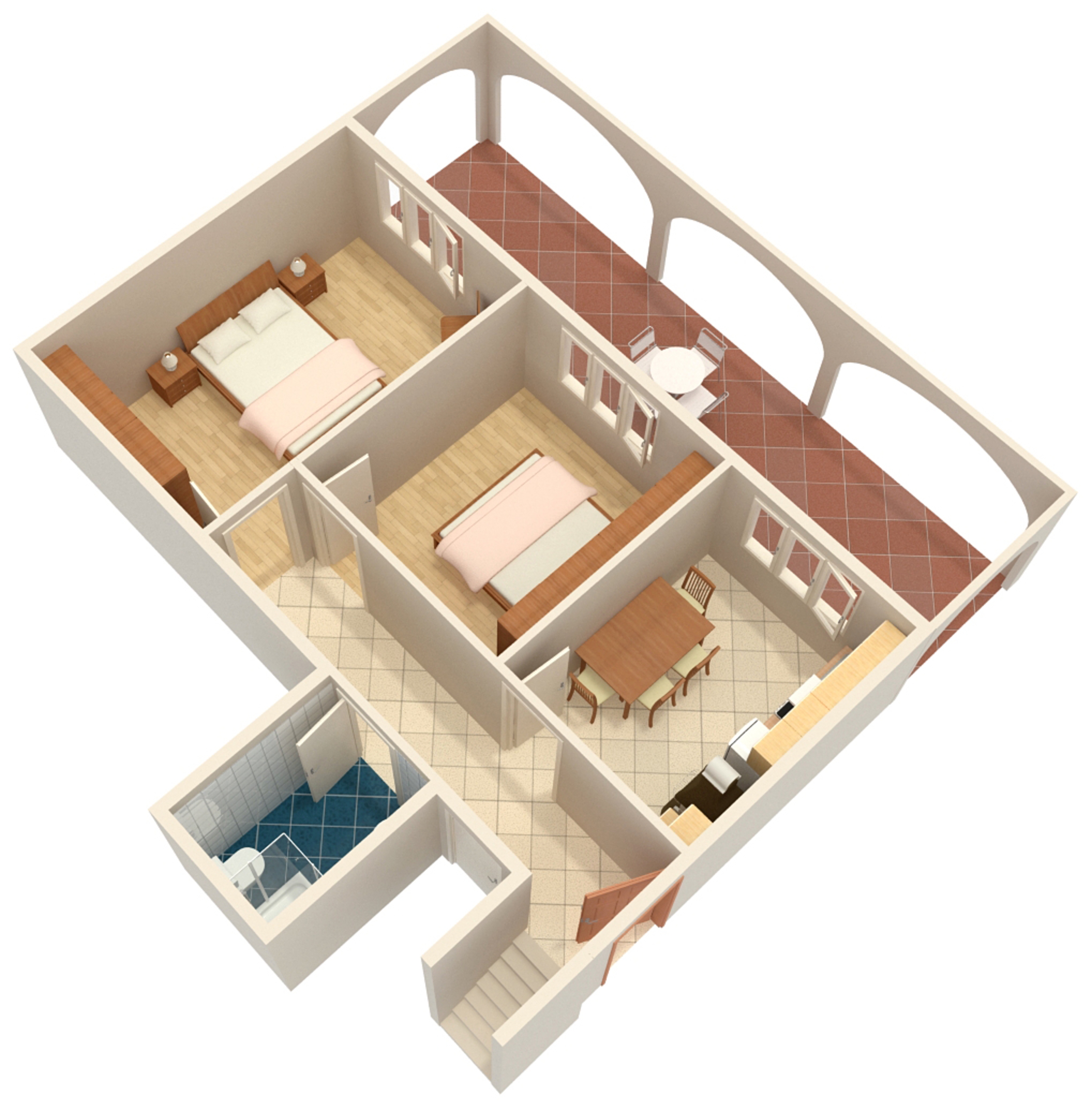 Two bedroom apartment with terrace and sea view Zavalatica, Korčula  A-c
