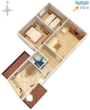 Sali, plattegrond in the apartment, (pet friendly) en WiFi.