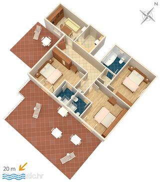 Plan Kučište - Perna, Plan in the apartment, WIFI.