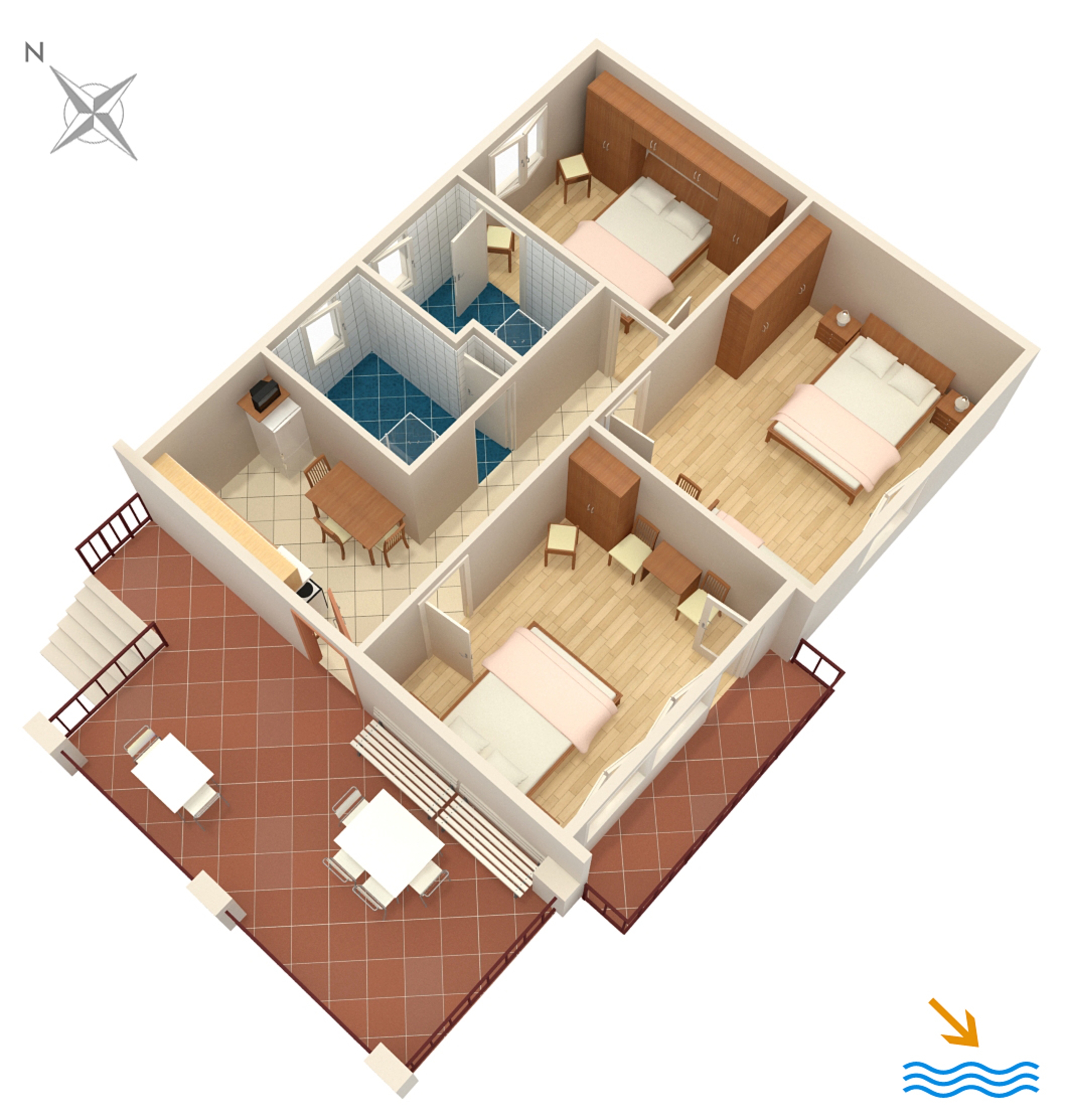 Three bedroom apartment near beach Orebić, Pelješac  A-a