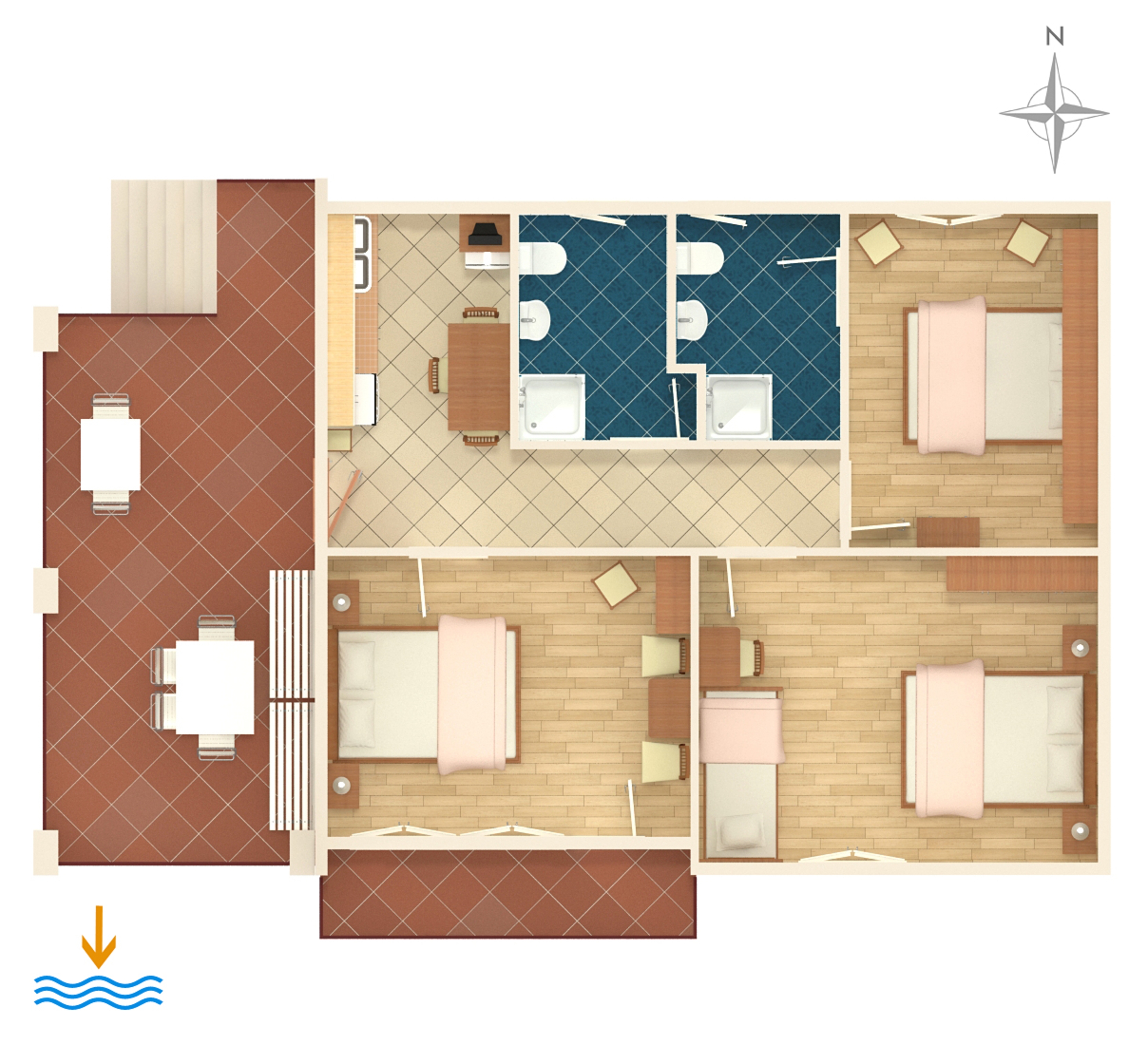 Three bedroom apartment near beach Orebić, Pelješac  A-a