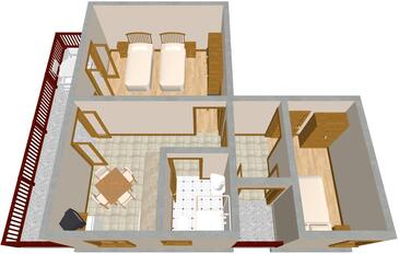 Sali, Plan kwatery w zakwaterowaniu typu apartment, zwierzęta domowe są dozwolone i WiFi.