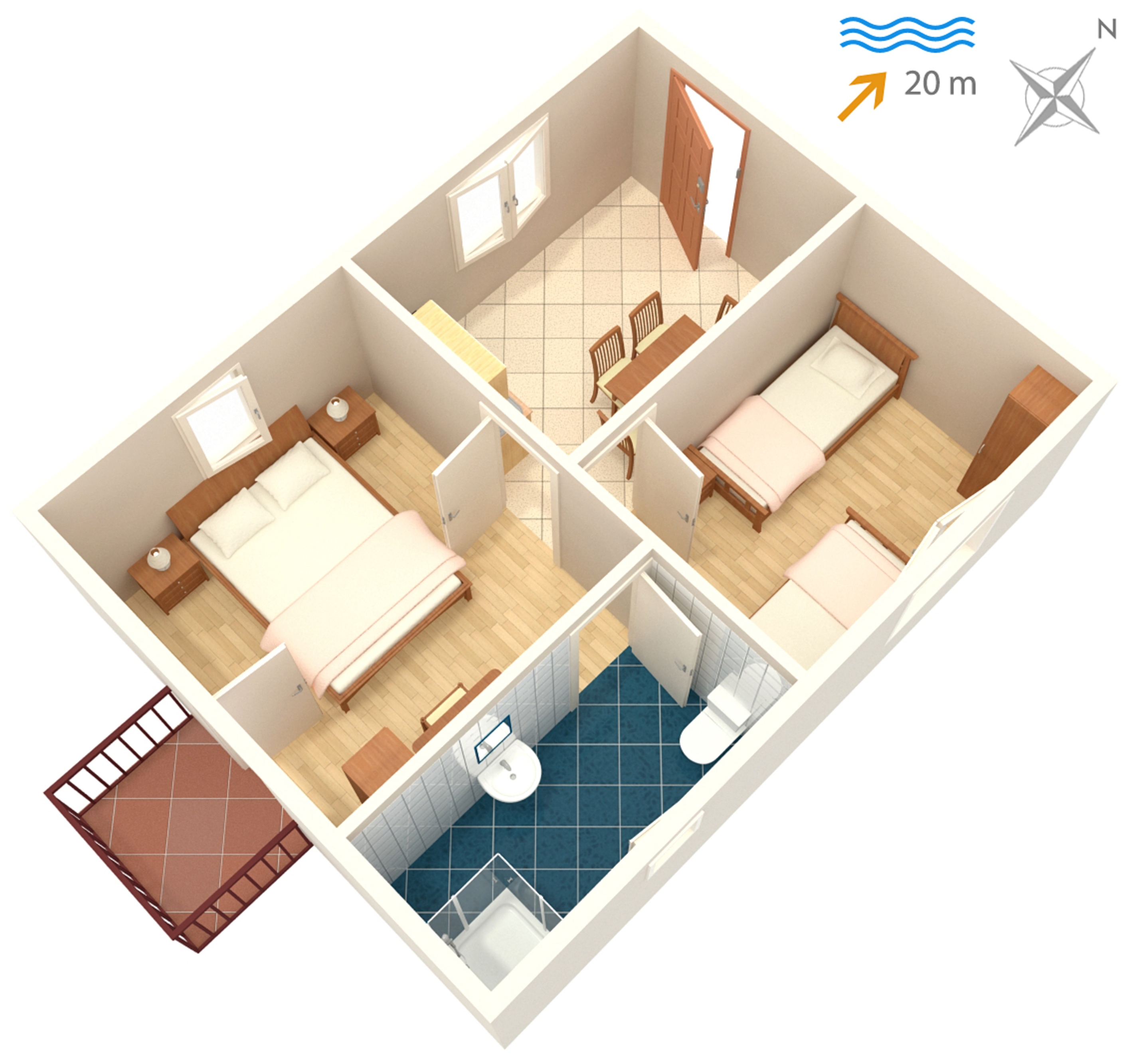 Two bedroom apartment near beach Drače, Pelješac  A-b