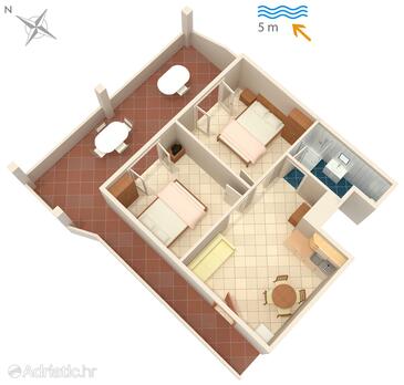 Luka Dubrava, plattegrond in the apartment, (pet friendly) en WiFi.