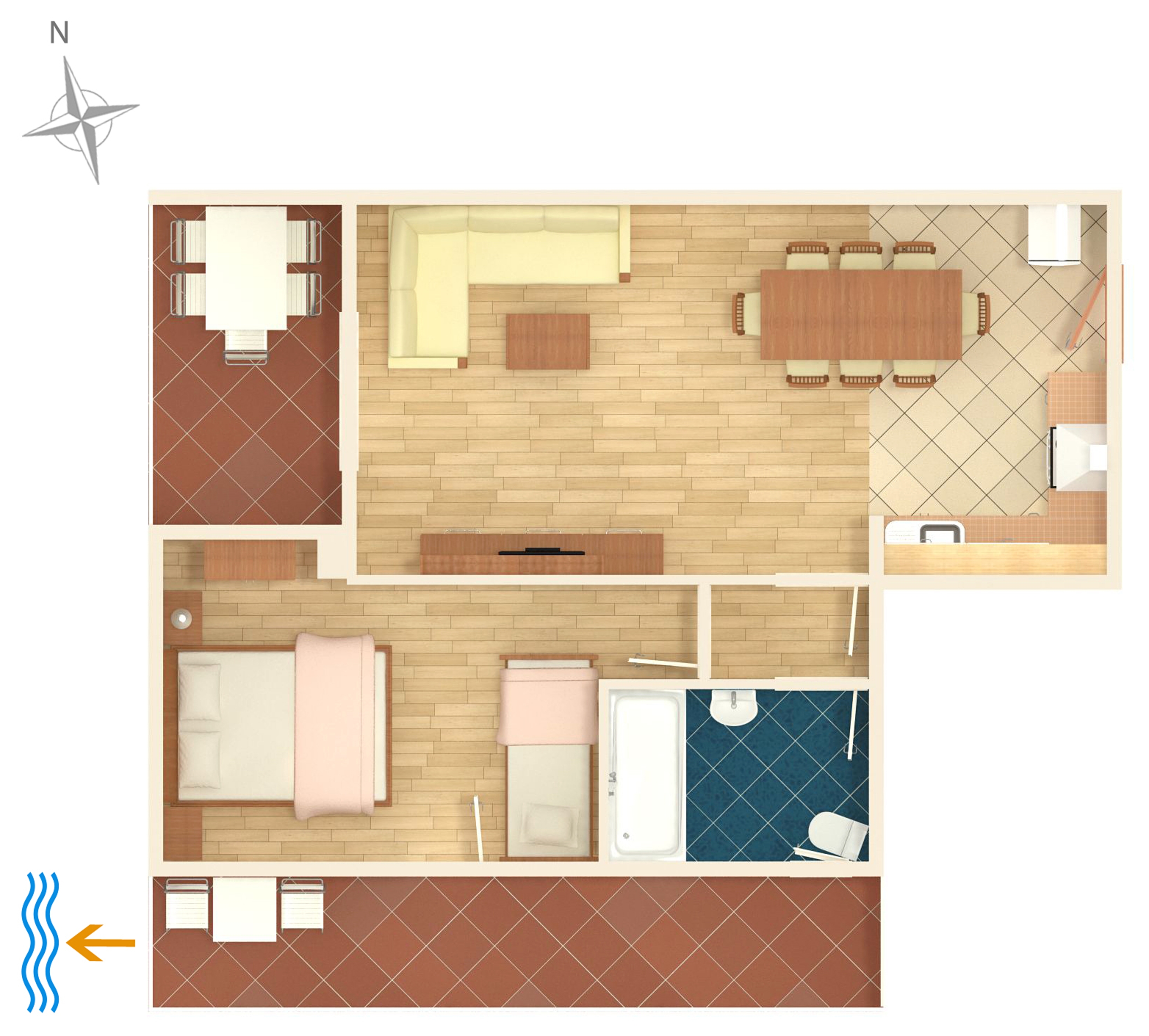 One bedroom apartment with terrace and sea view Žuljana, Pelješac  A-a