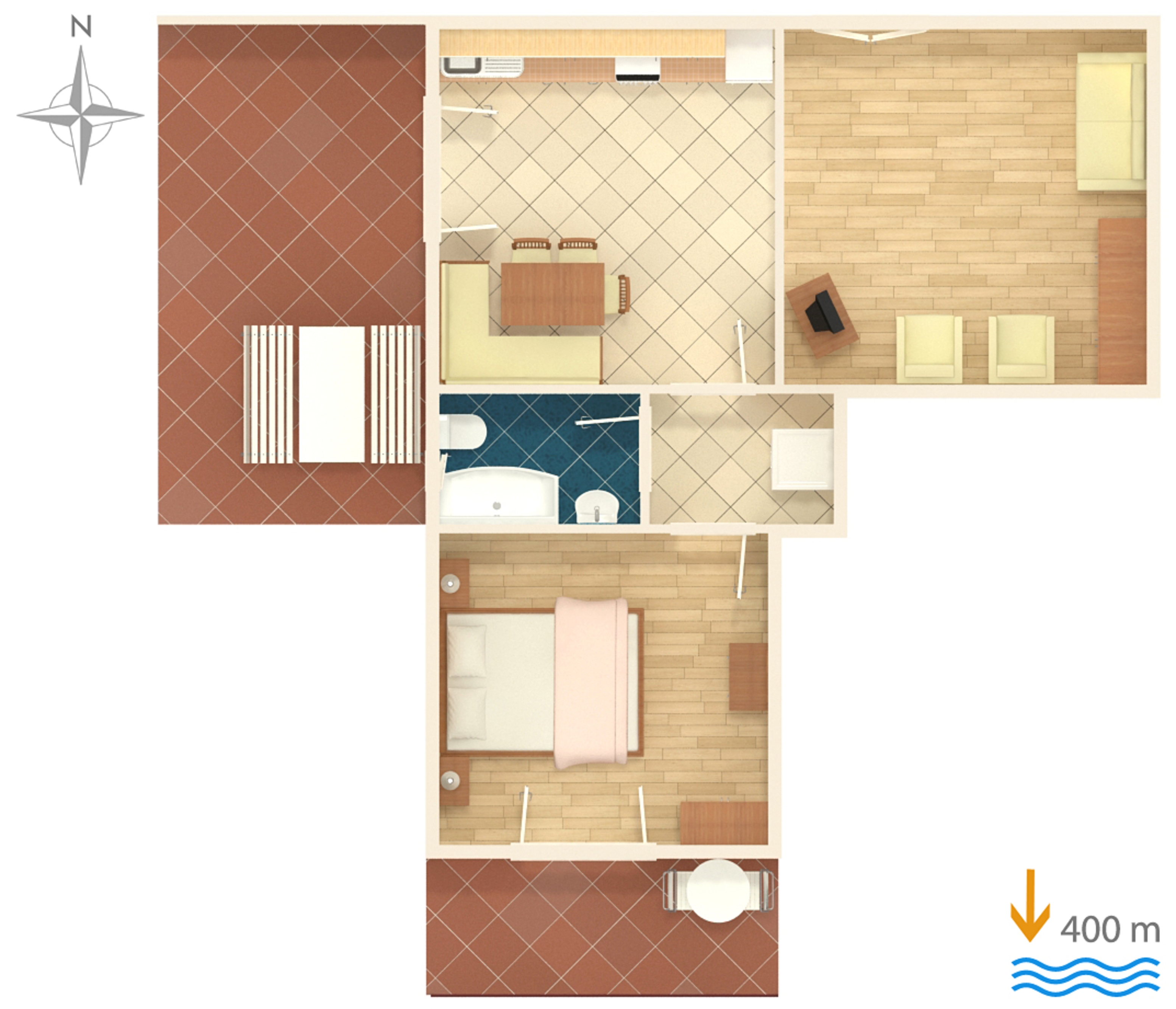 One bedroom apartment with terrace Orebić, Pelješac  A-a