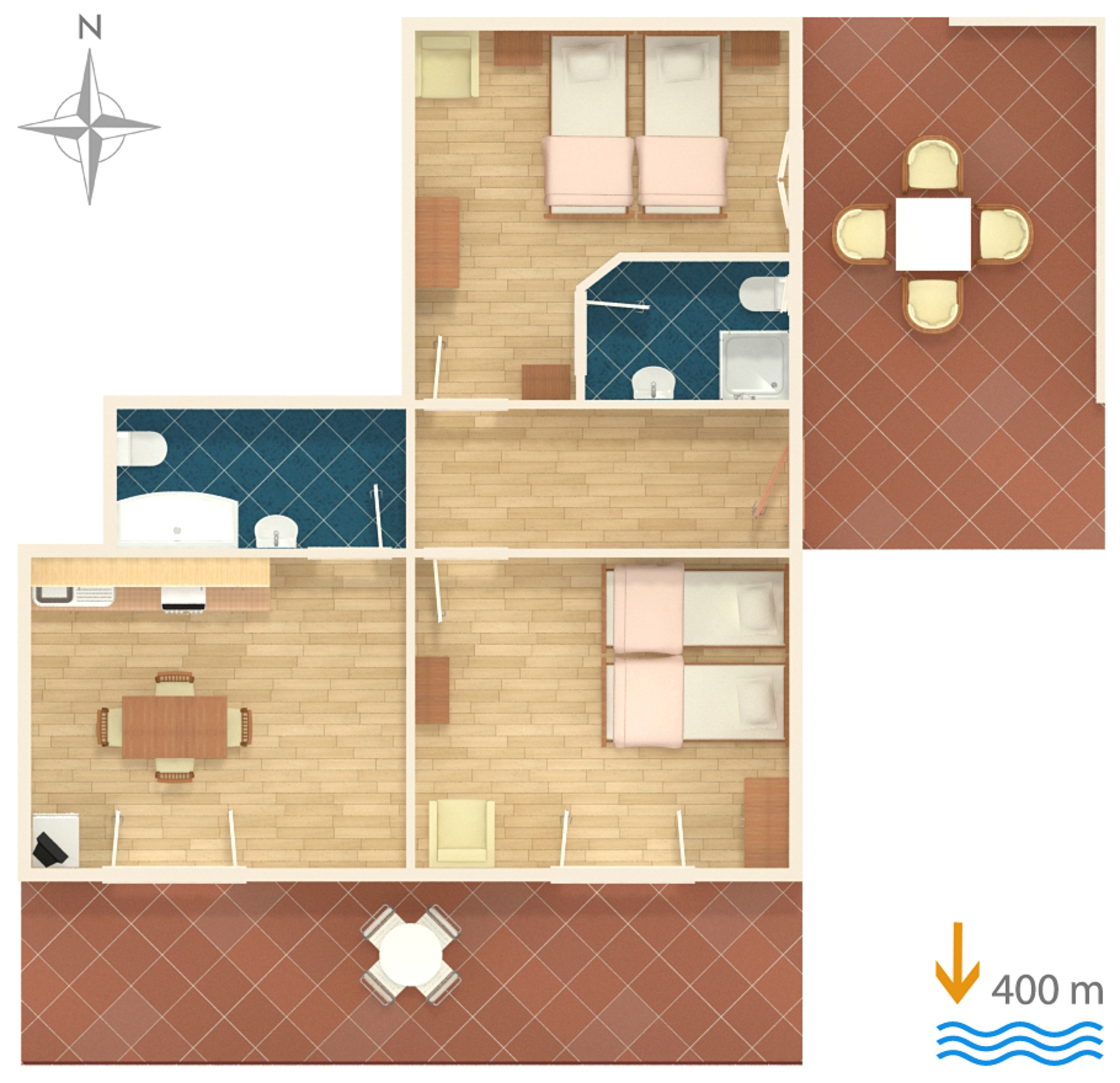 Two bedroom apartment with terrace Orebić, Pelješac  A-b