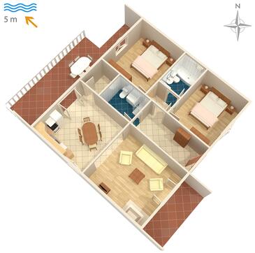 Načrt Okrug Gornji, Načrt v nastanitvi vrste apartment, Hišni ljubljenčki dovoljeni in WiFi.