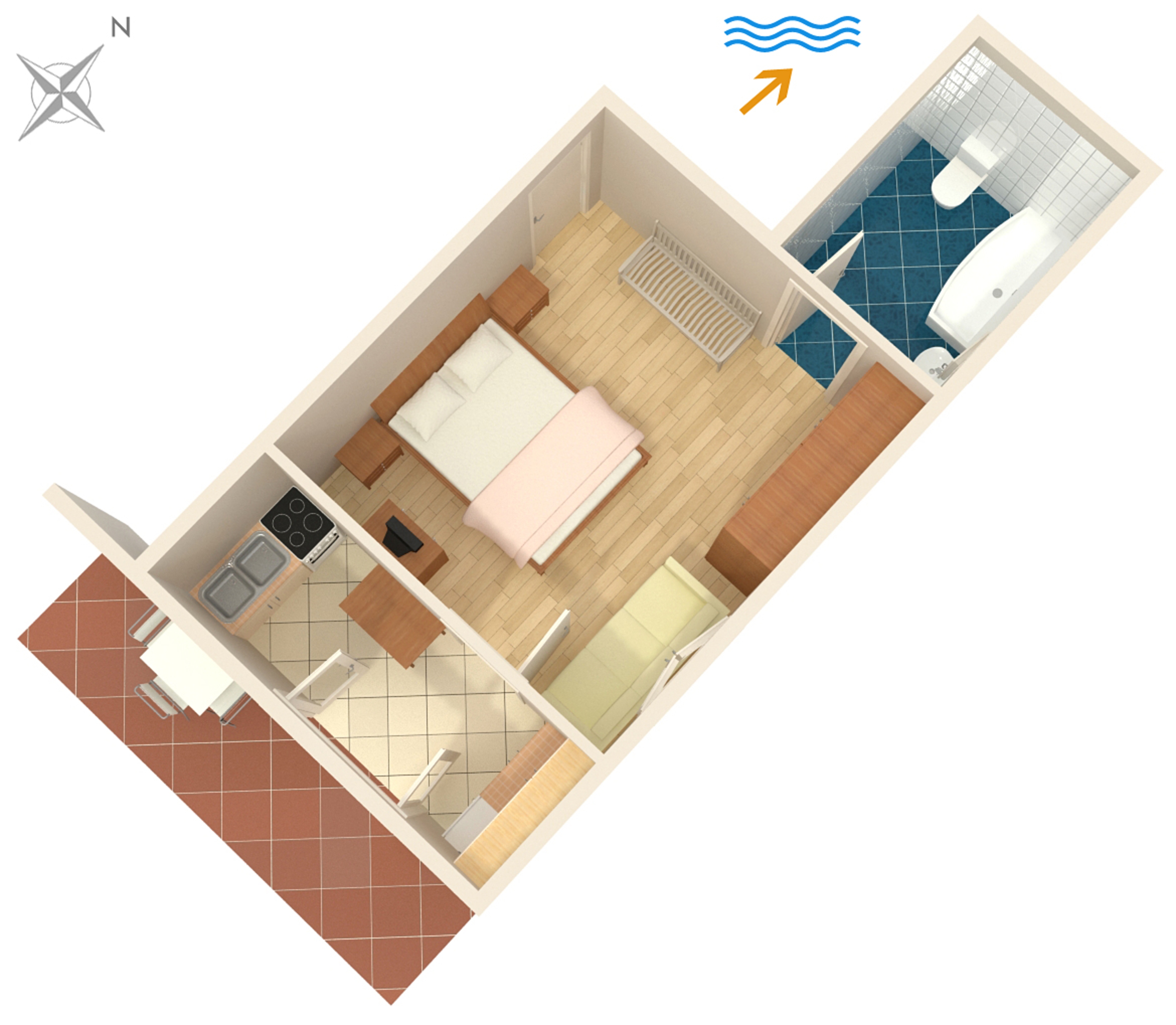 One bedroom apartment with terrace Jelsa, Hvar  A-c