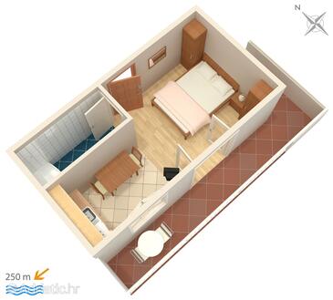 Plan Hvar, Plan in the studio-apartment.