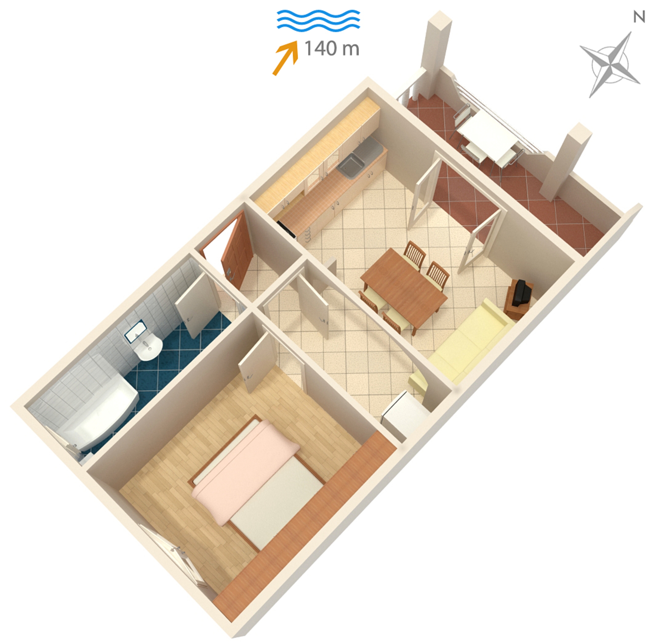 One bedroom apartment with terrace and sea view Mastrinka, Čiovo  A-b