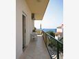 Nemira, Balcony in the studio-apartment, with a sea view and WiFi.