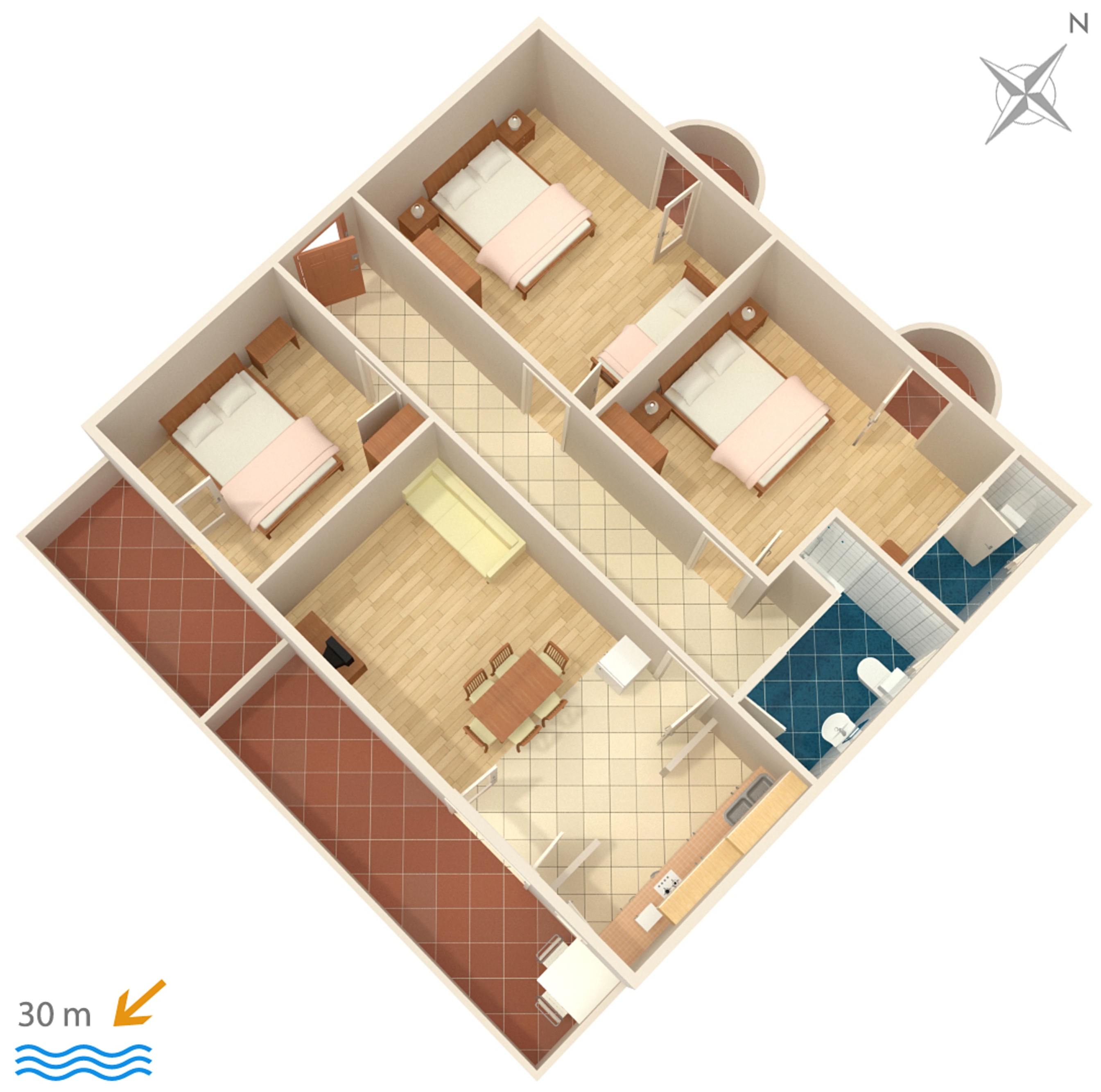 Three bedroom apartment near beach Brodarica, Šibenik  A-a