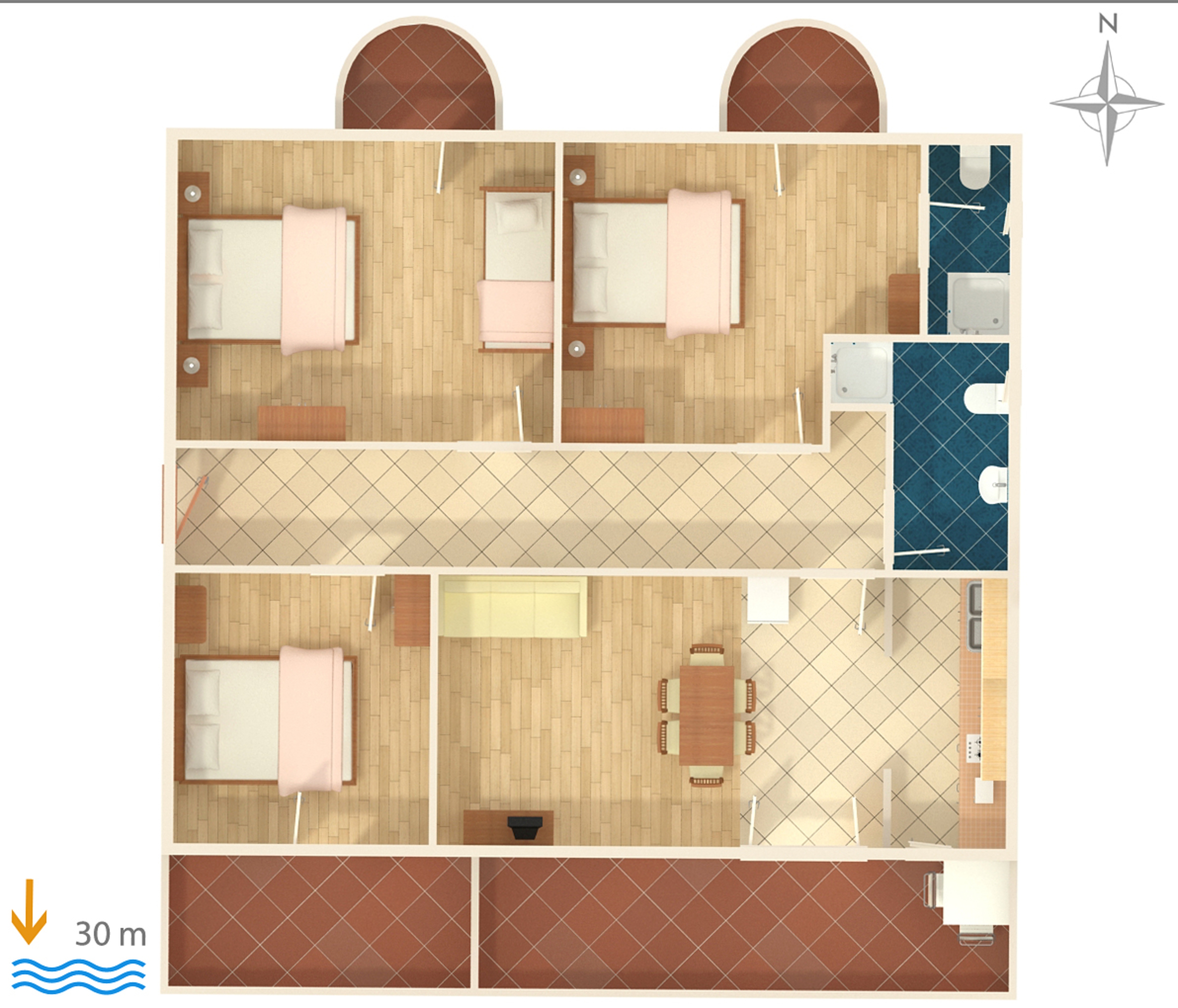 Three bedroom apartment near beach Brodarica, Šibenik  A-a