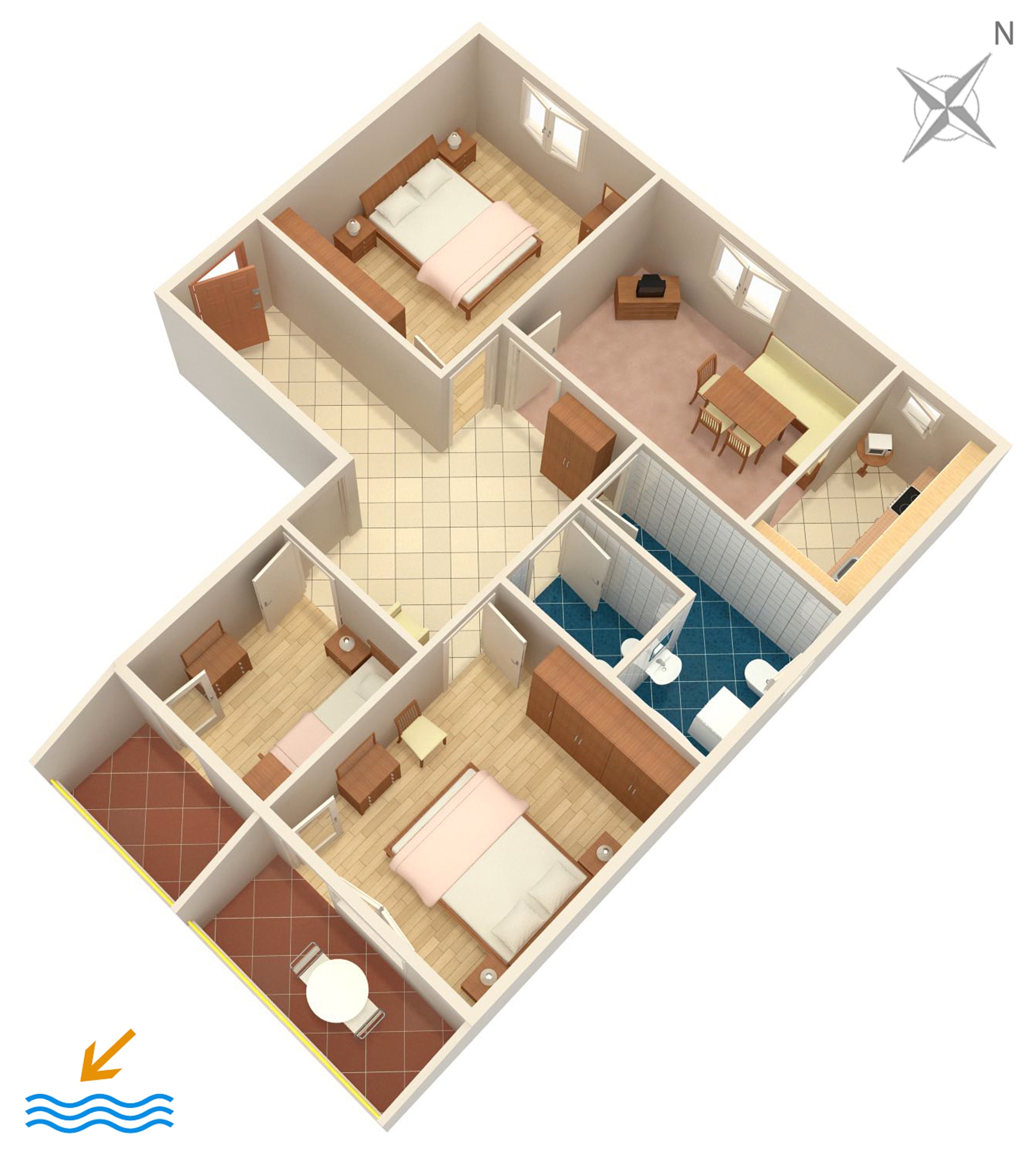 Three bedroom apartment near beach Brodarica, Šibenik  A-c