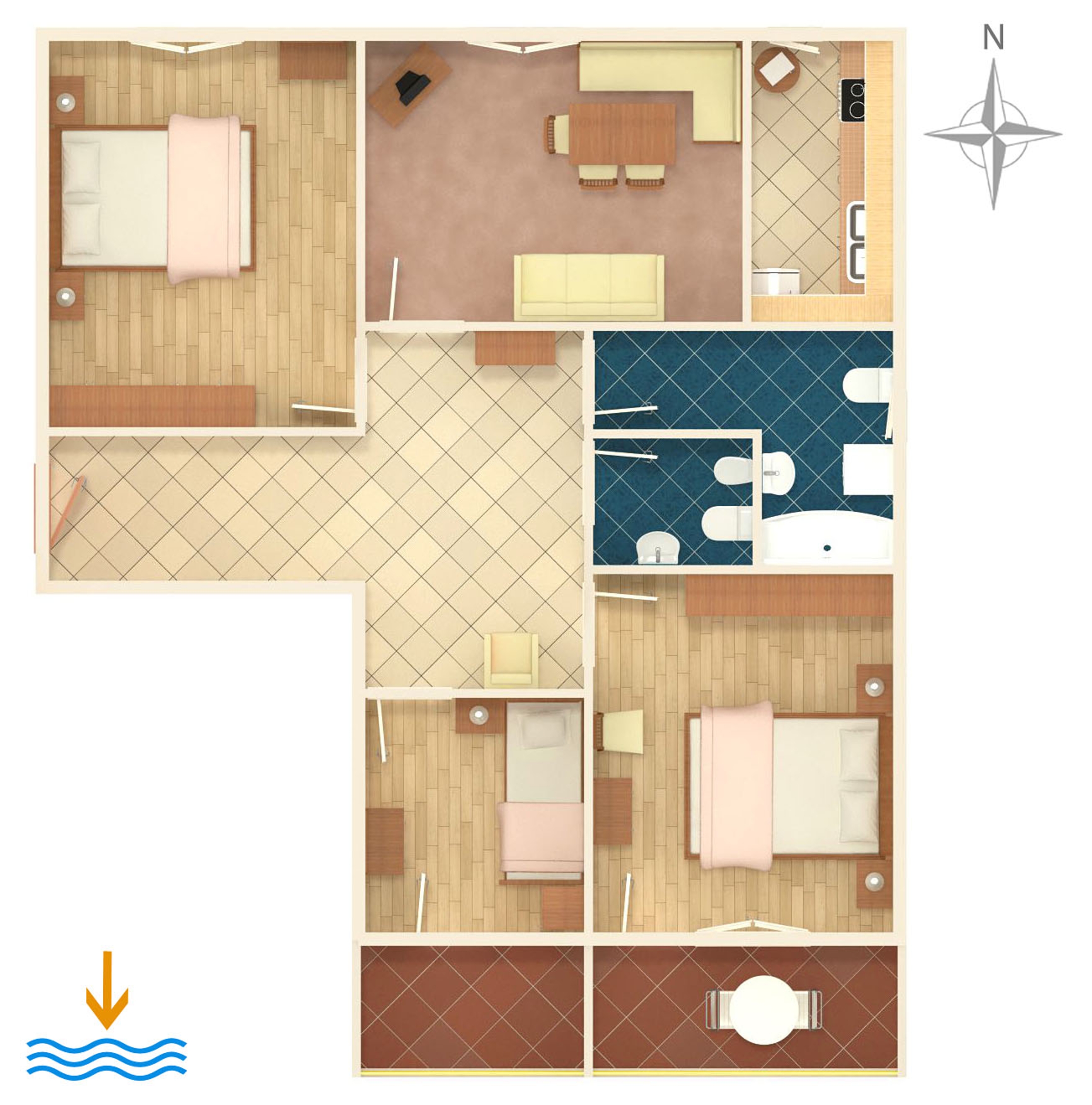 Three bedroom apartment near beach Brodarica, Šibenik  A-c