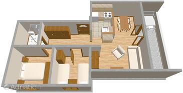 Žaborić, plattegrond in the apartment, WiFi.