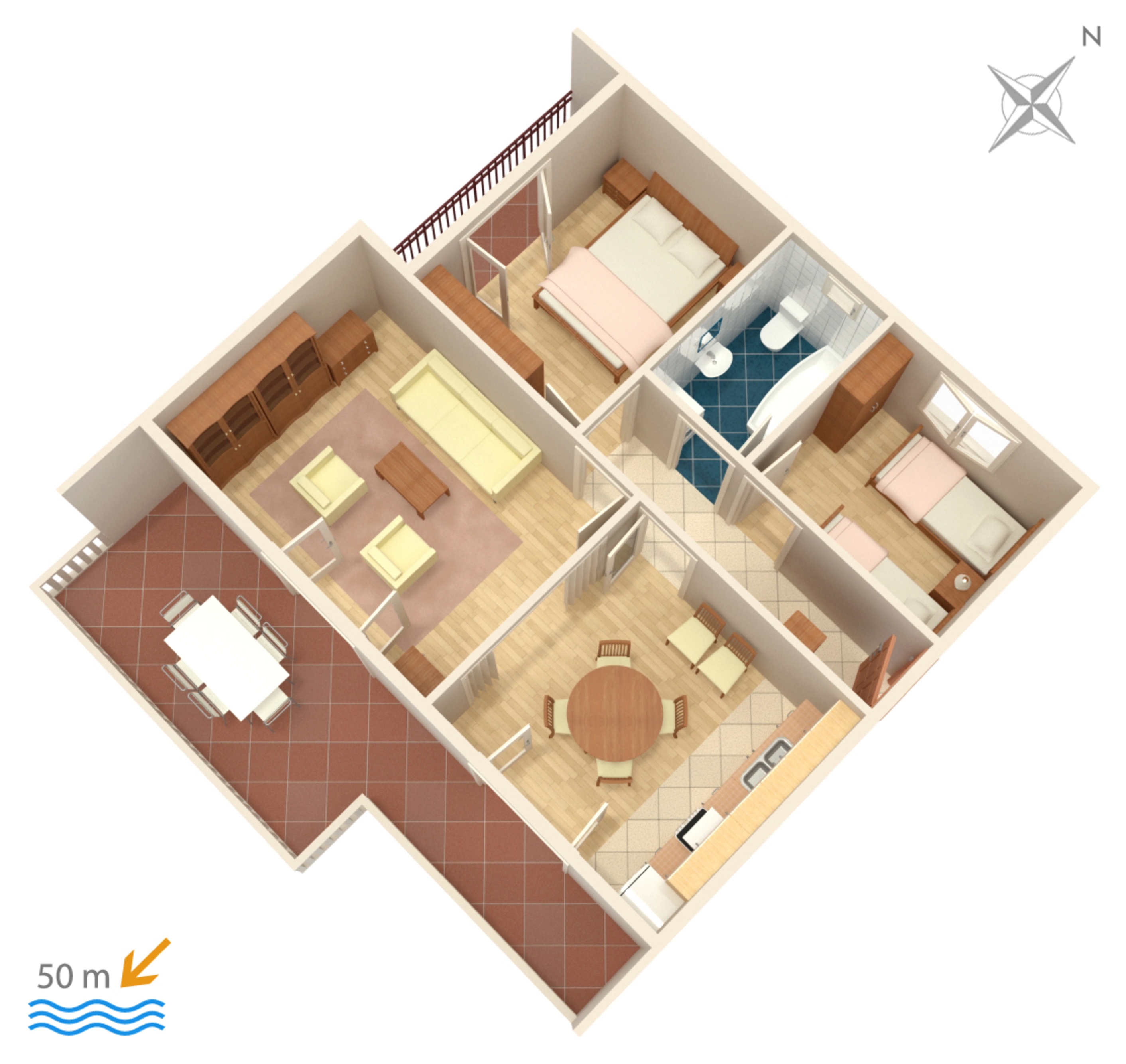 Two bedroom apartment near beach Grebaštica, Šibenik  A-a