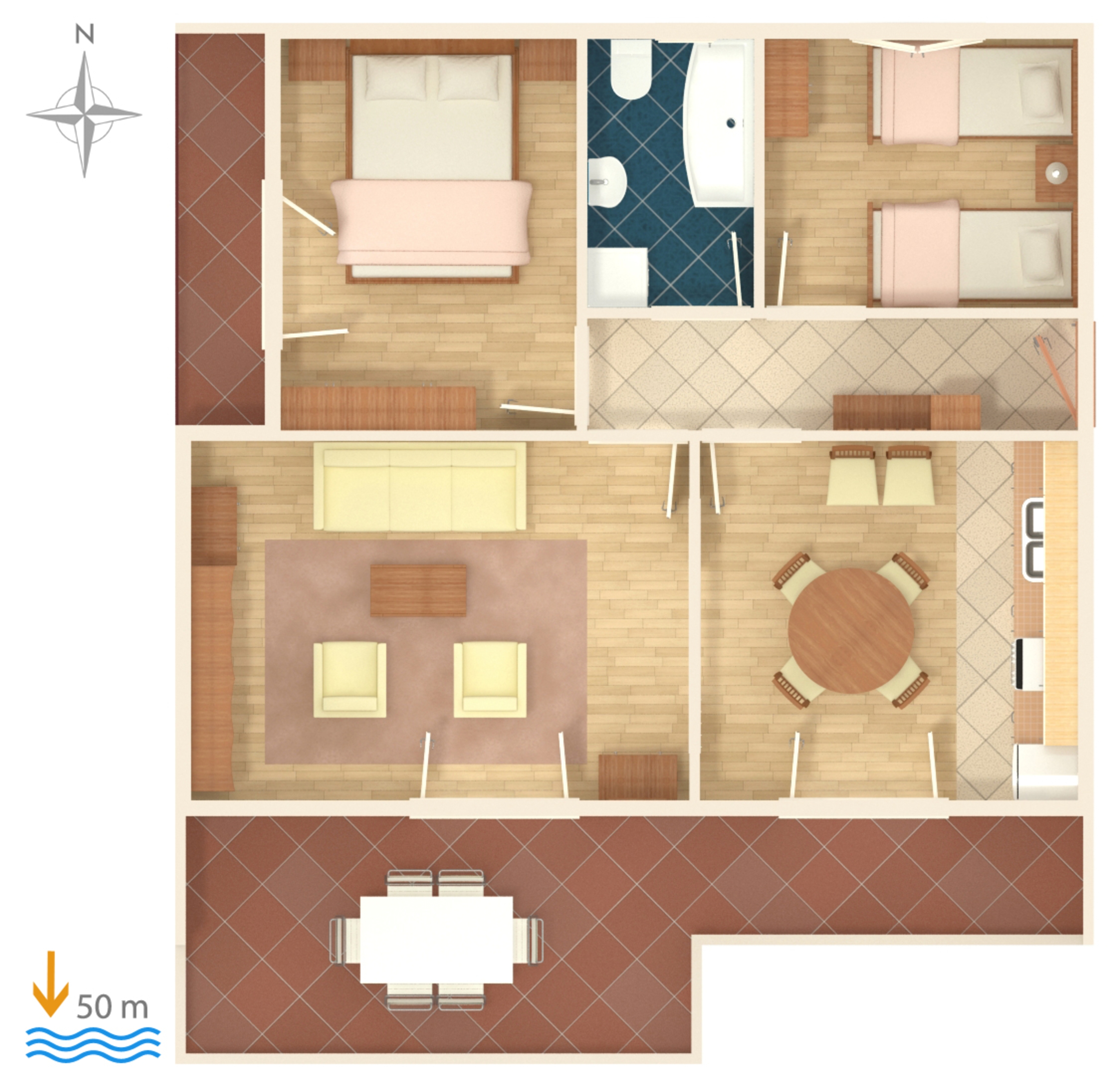 Two bedroom apartment near beach Grebaštica, Šibenik  A-a
