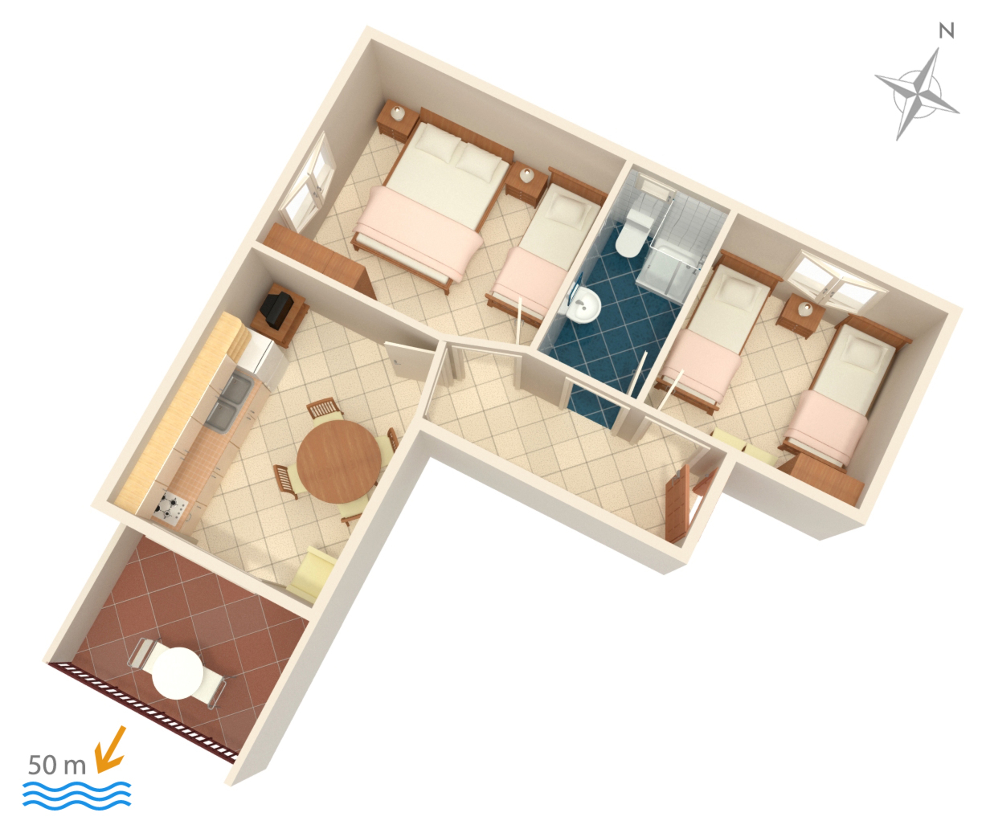 Two bedroom apartment near beach Grebaštica, Šibenik  A-b