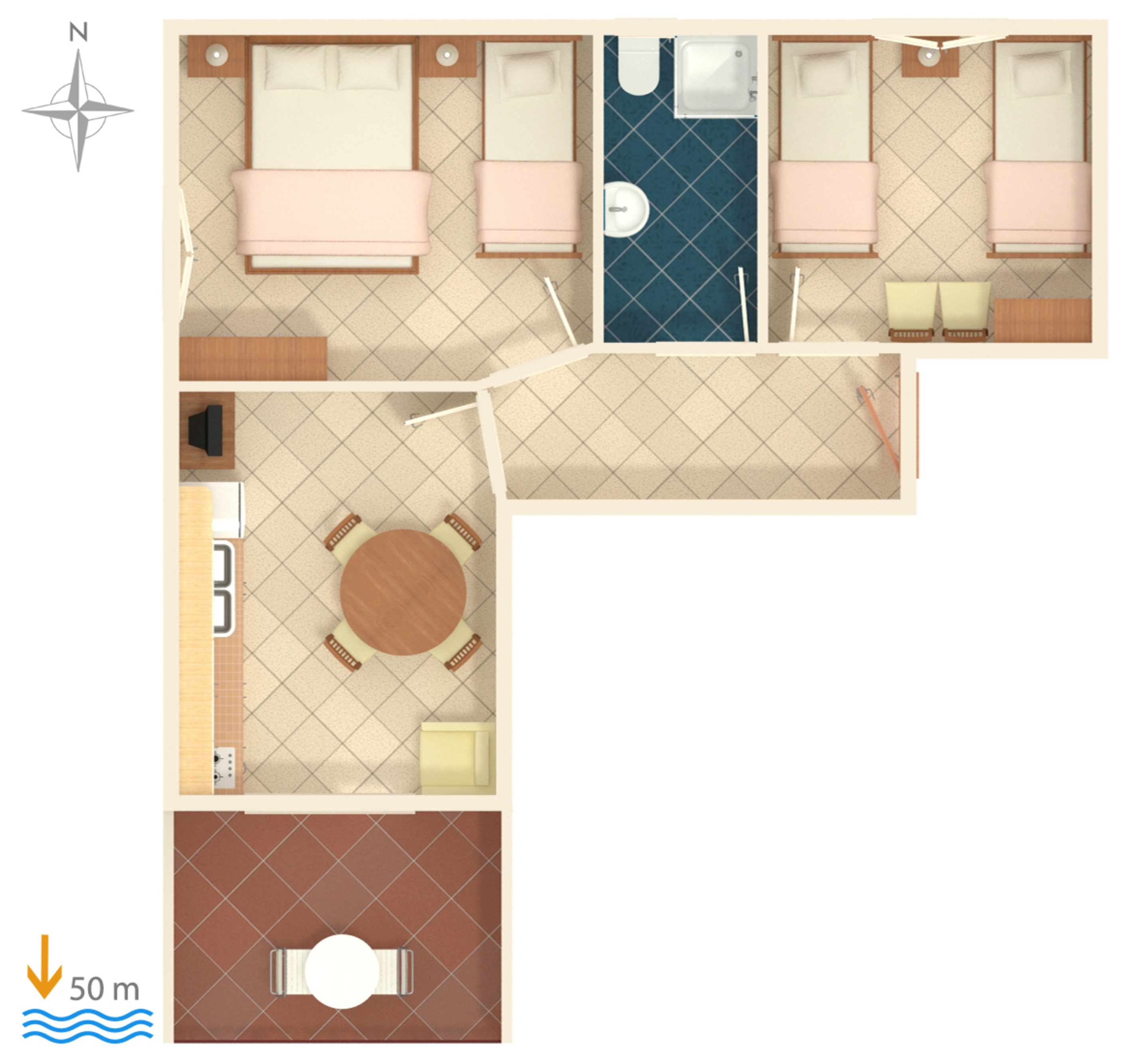 Two bedroom apartment near beach Grebaštica, Šibenik  A-b