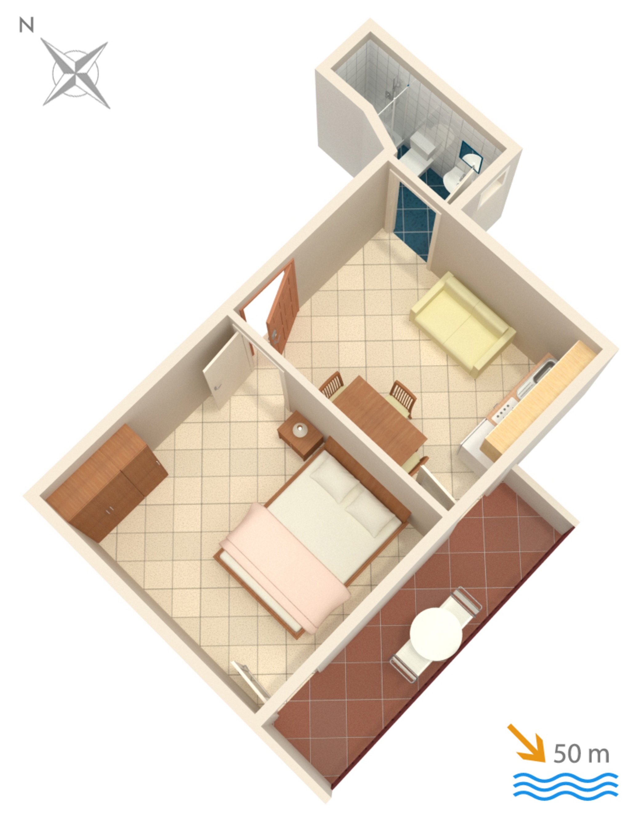 One bedroom apartment near beach Grebaštica, Šibenik  A-c