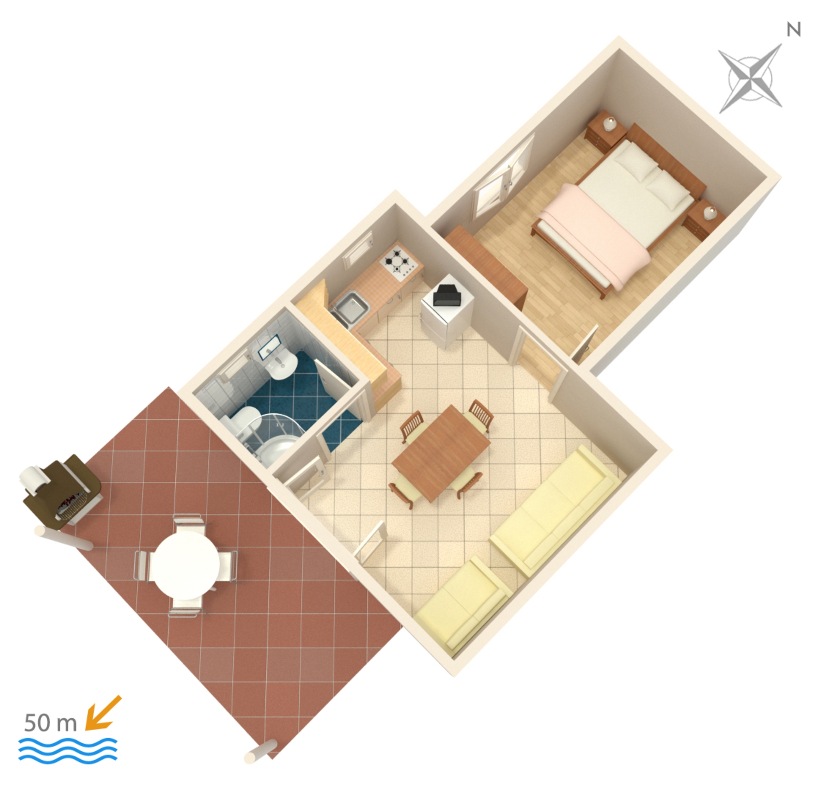 One bedroom apartment near beach Grebaštica, Šibenik  A-d