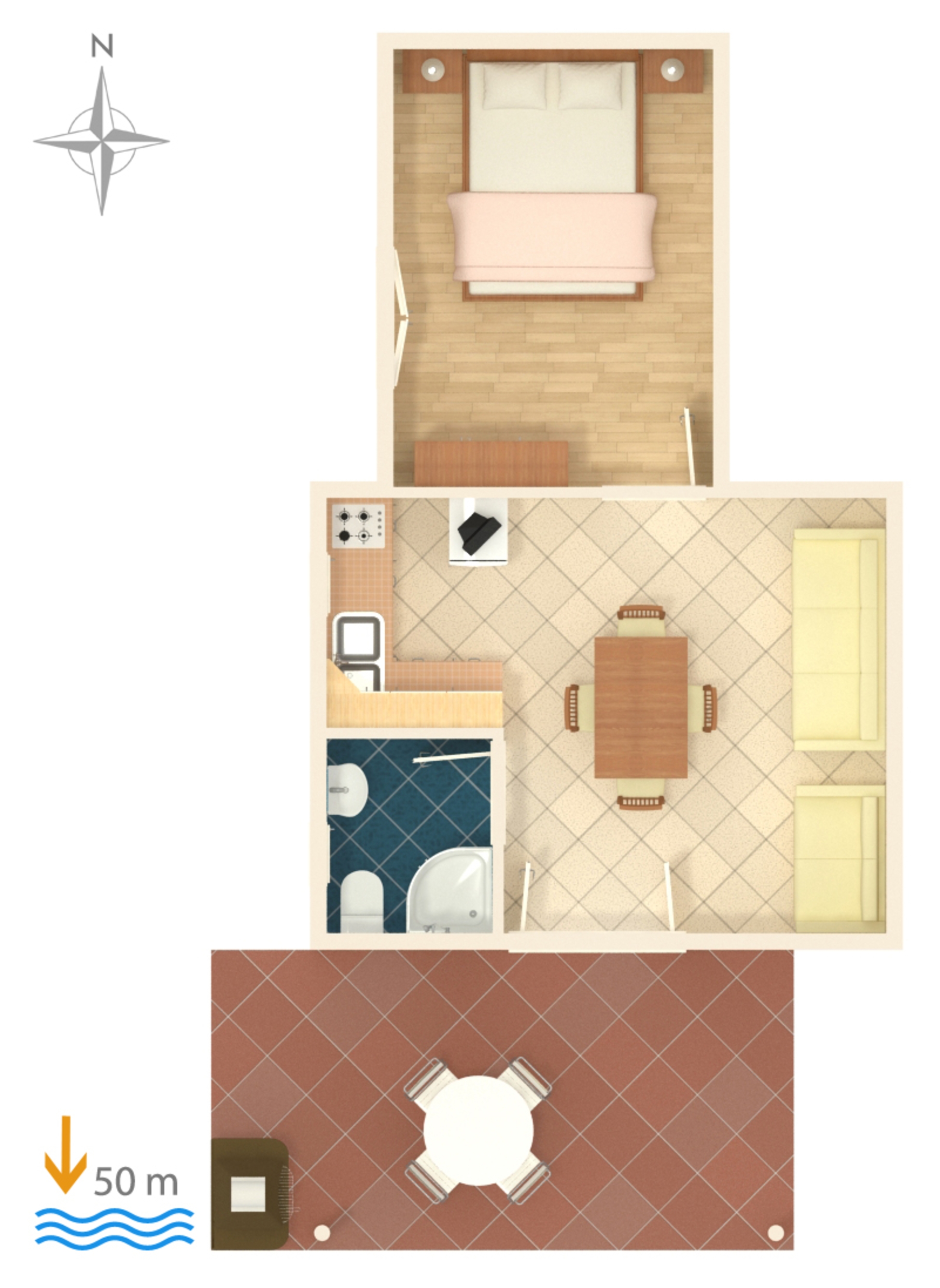One bedroom apartment near beach Grebaštica, Šibenik  A-d