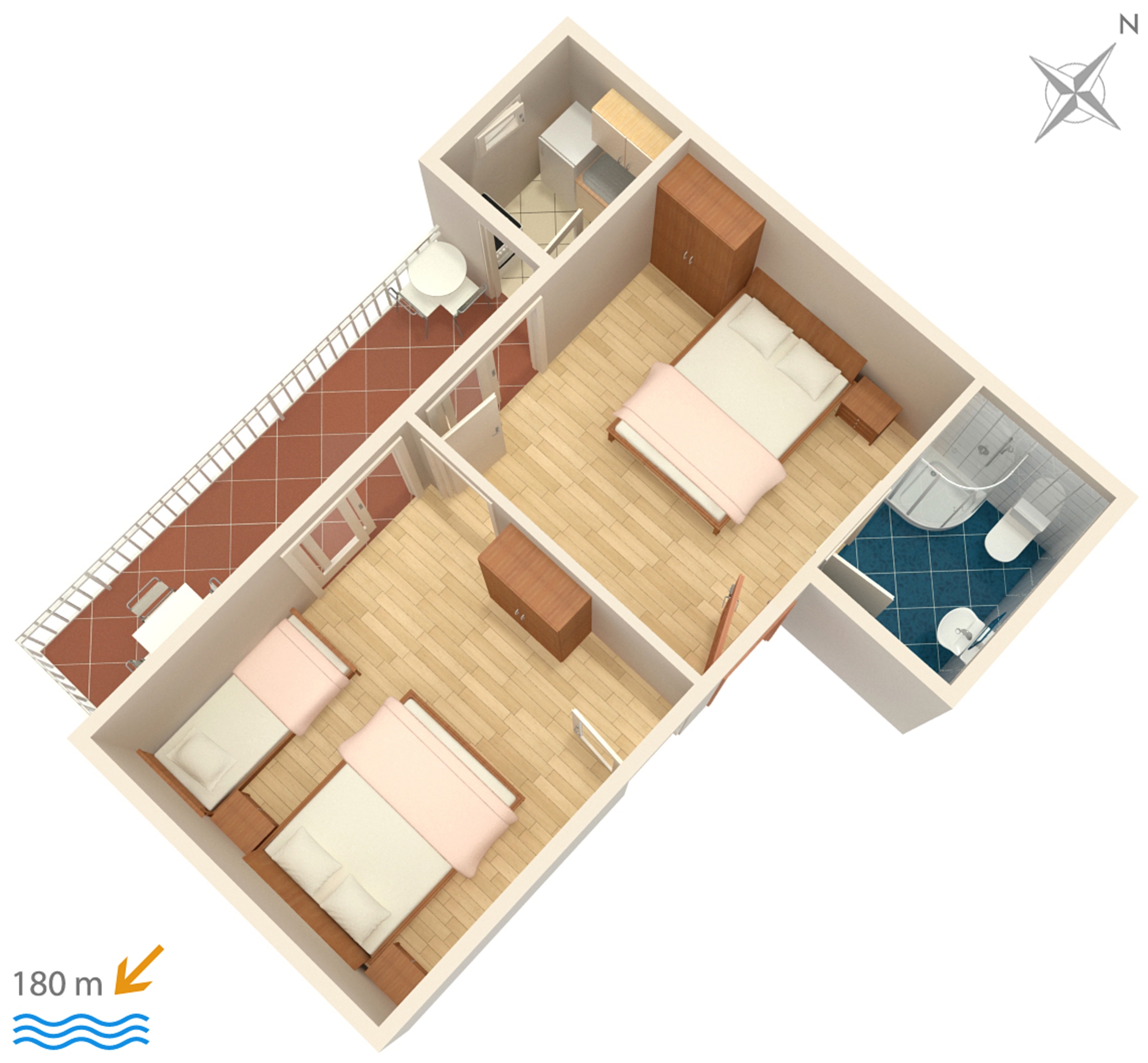 Two bedroom apartment with balcony Podaca, Makarska  A-a