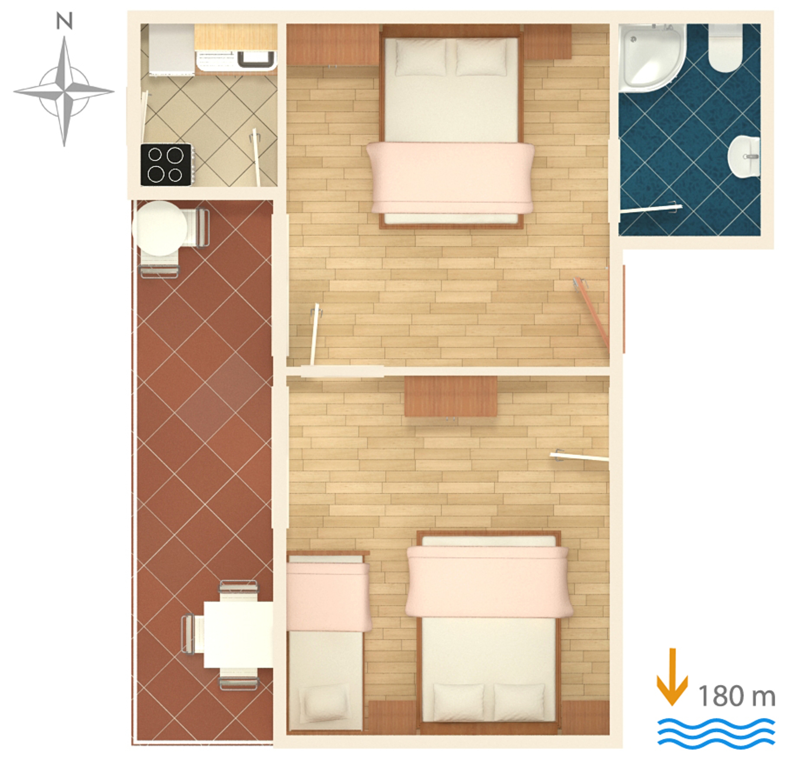 Two bedroom apartment with balcony Podaca, Makarska  A-a