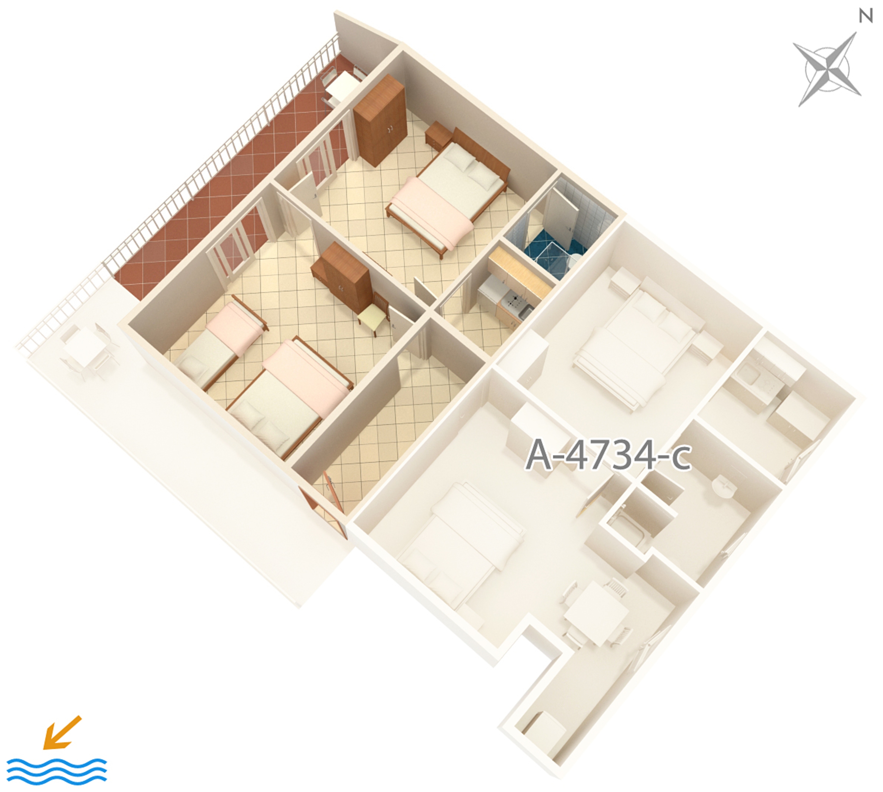 Two bedroom apartment with balcony Podaca, Makarska  A-b