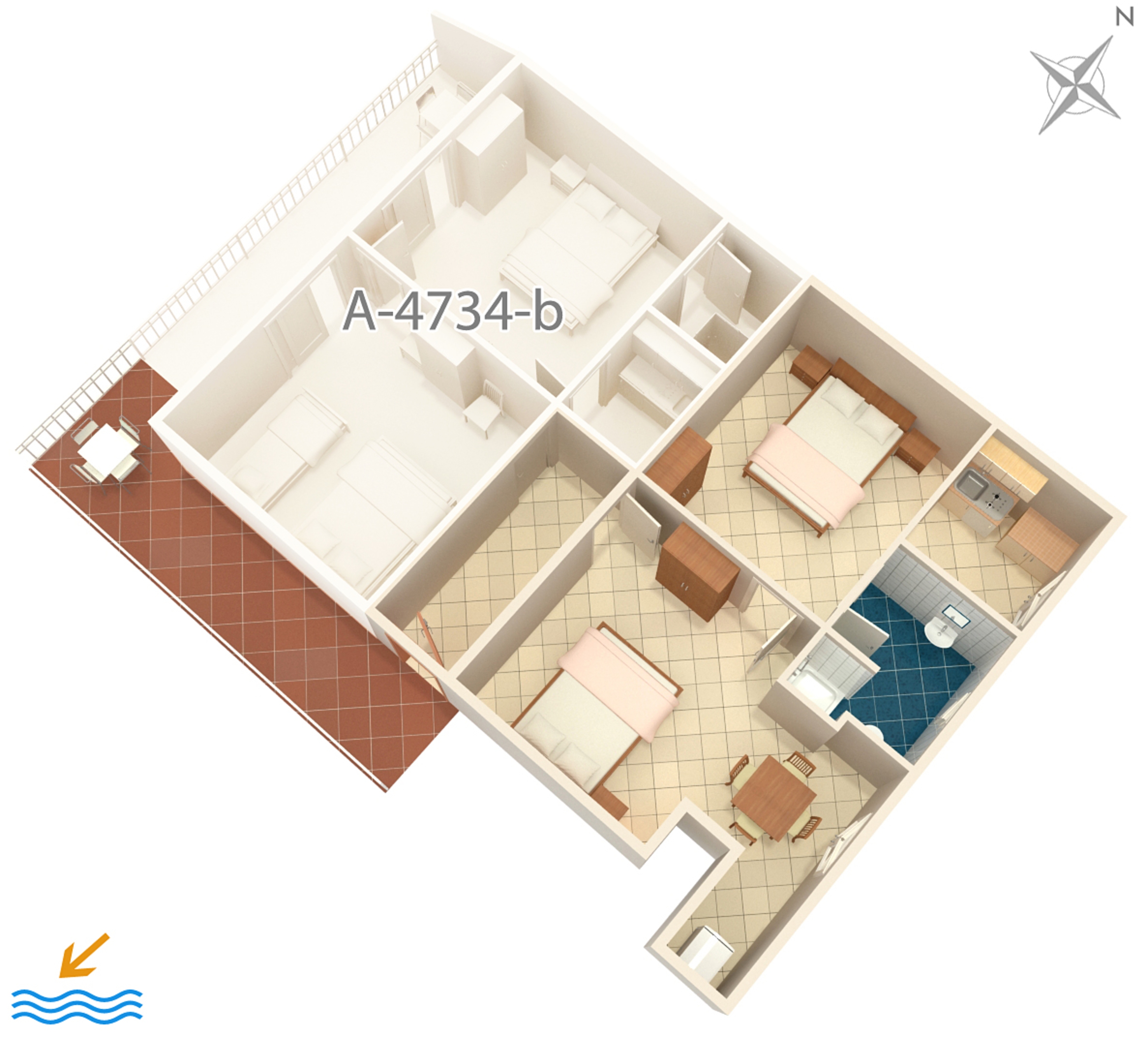 One bedroom apartment with balcony Podaca, Makarska  A-c