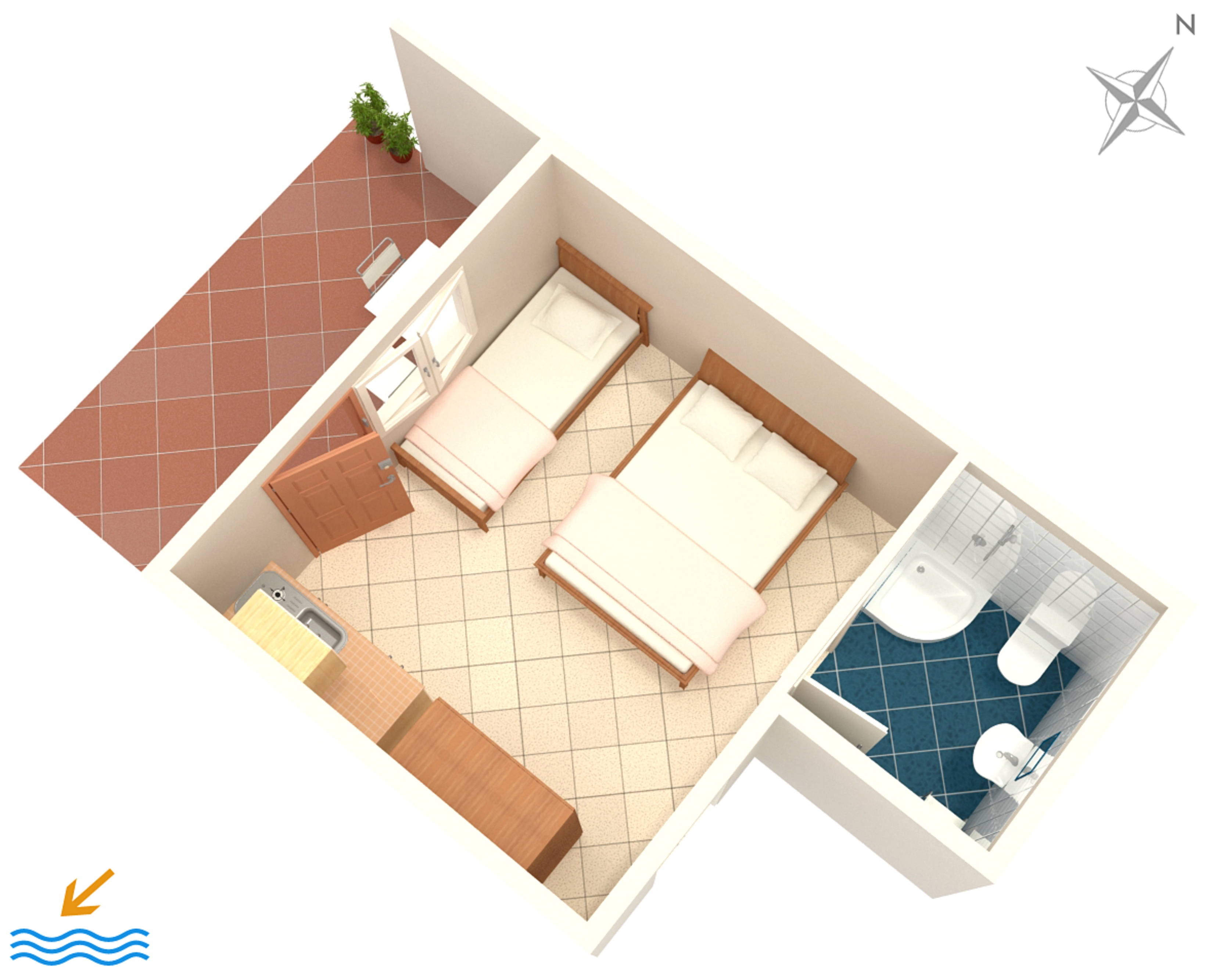 Studio flat with terrace Podaca, Makarska  AS-a