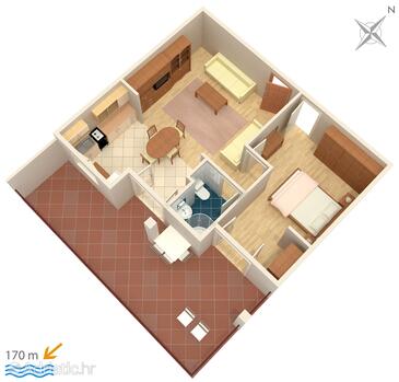 Plan Duće, Plan in the apartment, WIFI.
