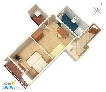 Plan Duće, Plan in the apartment, dopusteni kucni ljubimci i WIFI.