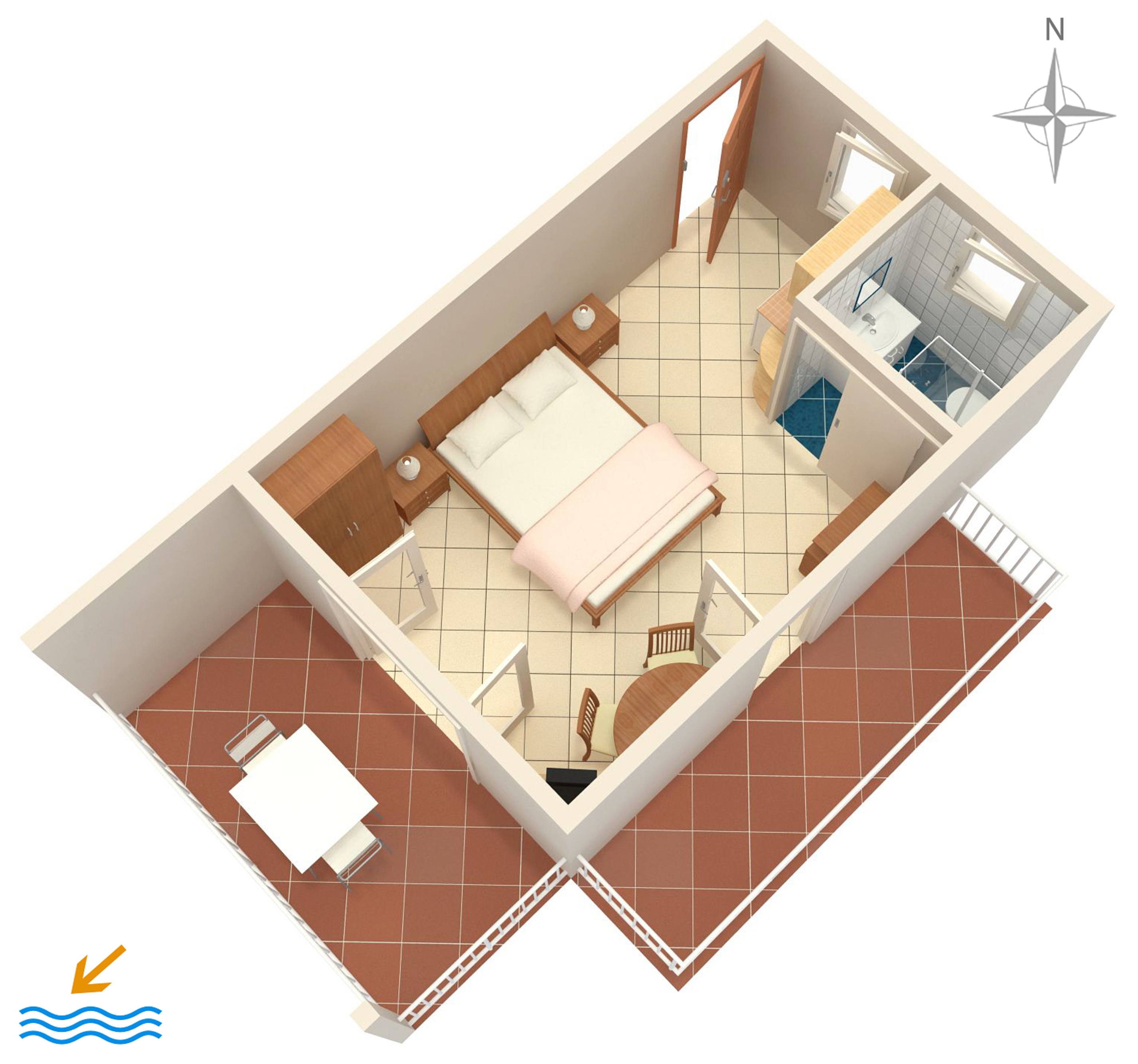 Studio flat with terrace and sea view Selce, Crikvenica  AS-a