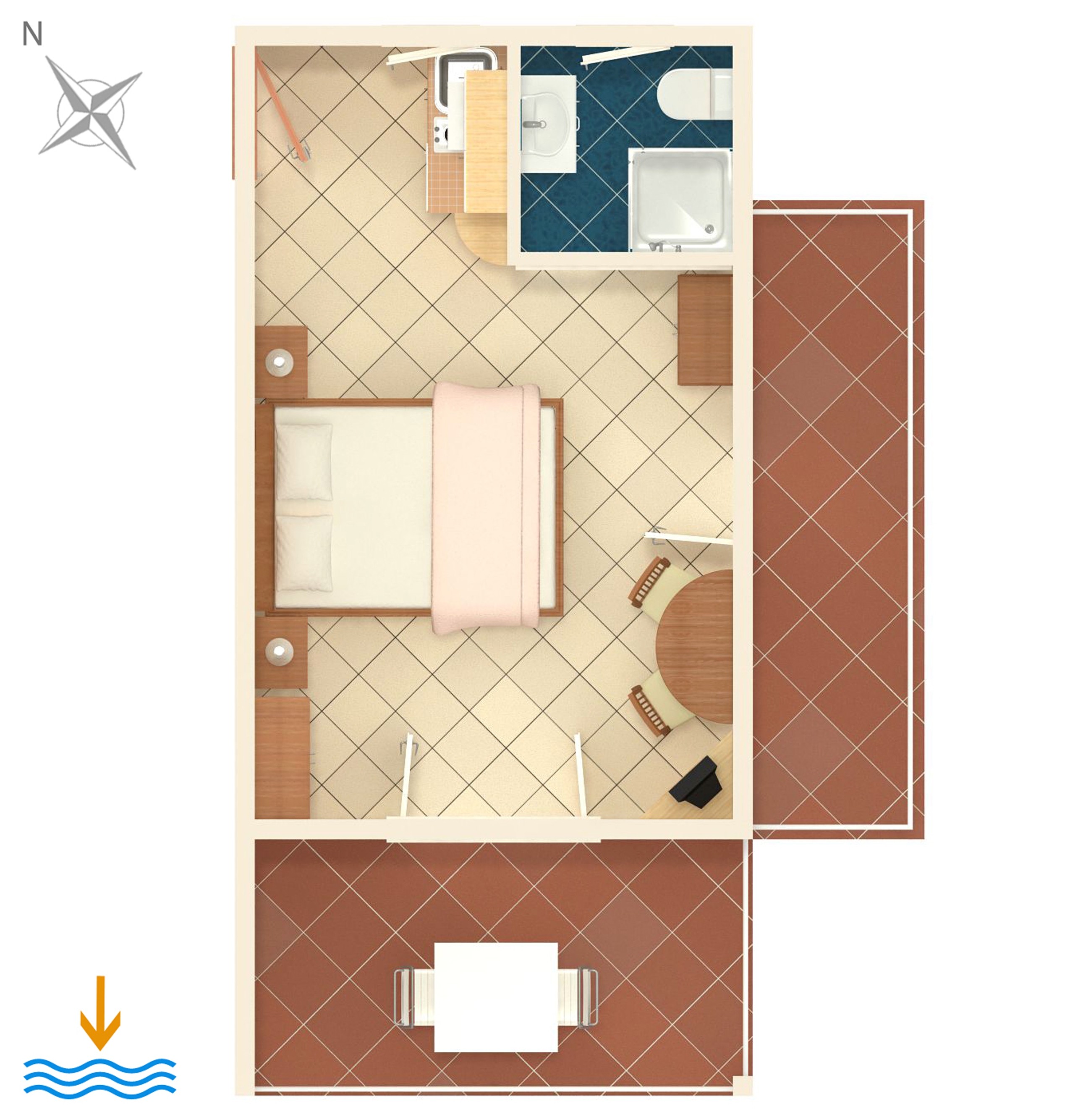 Studio flat with terrace and sea view Selce, Crikvenica  AS-a