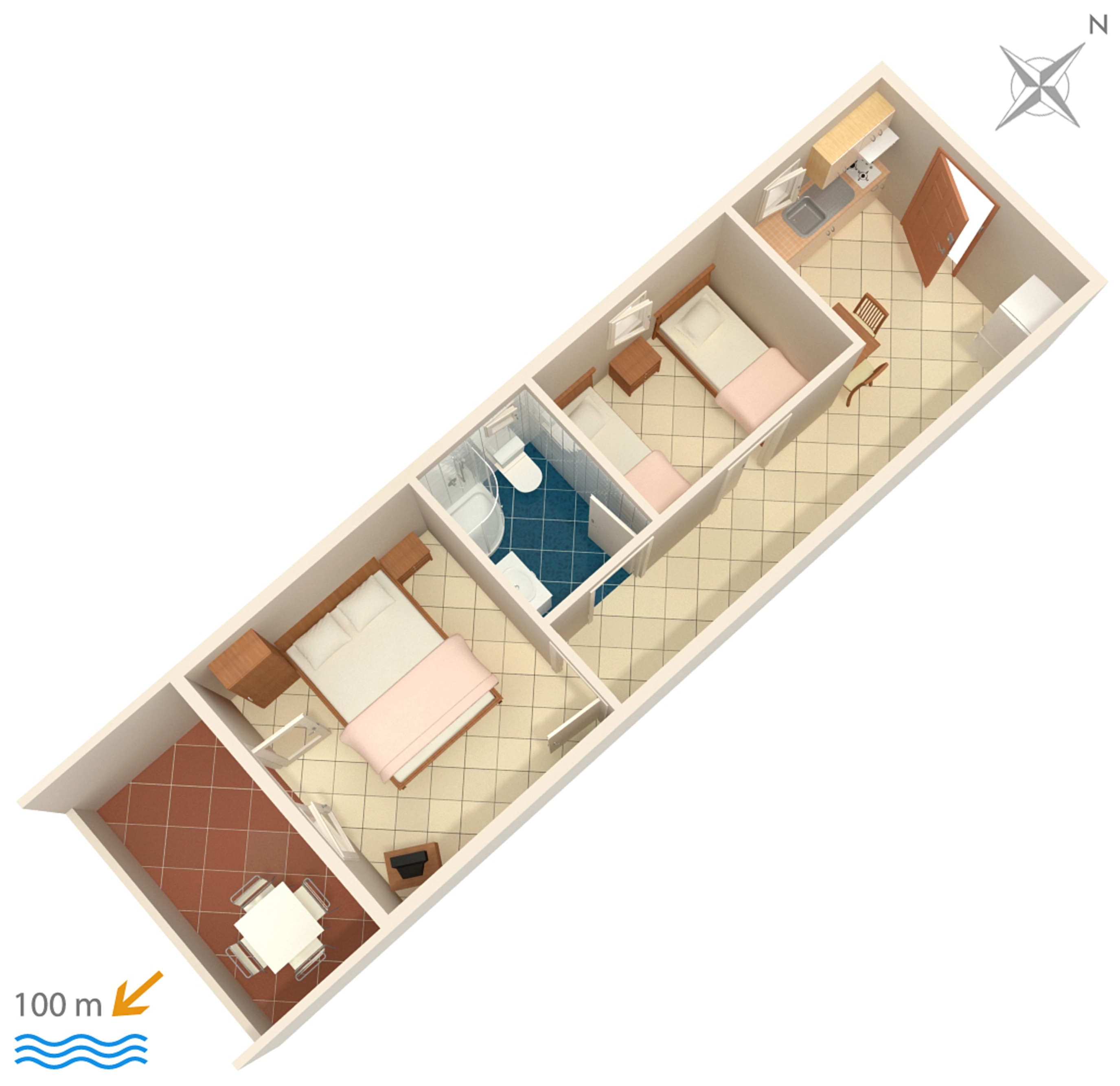 Two bedroom apartment with terrace and sea view Pisak, Omiš  A-b