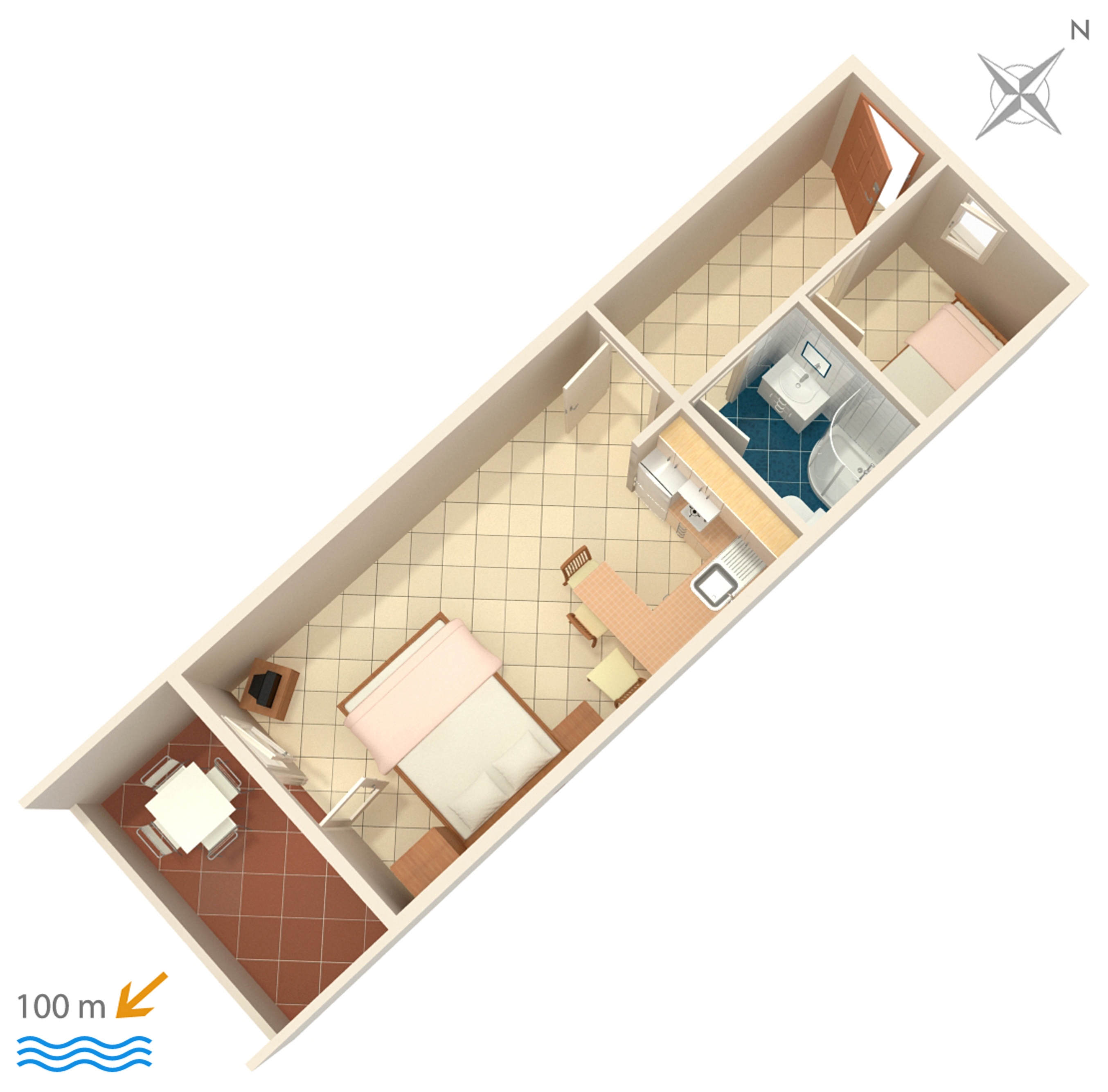 One bedroom apartment with terrace and sea view Pisak, Omiš  A-c