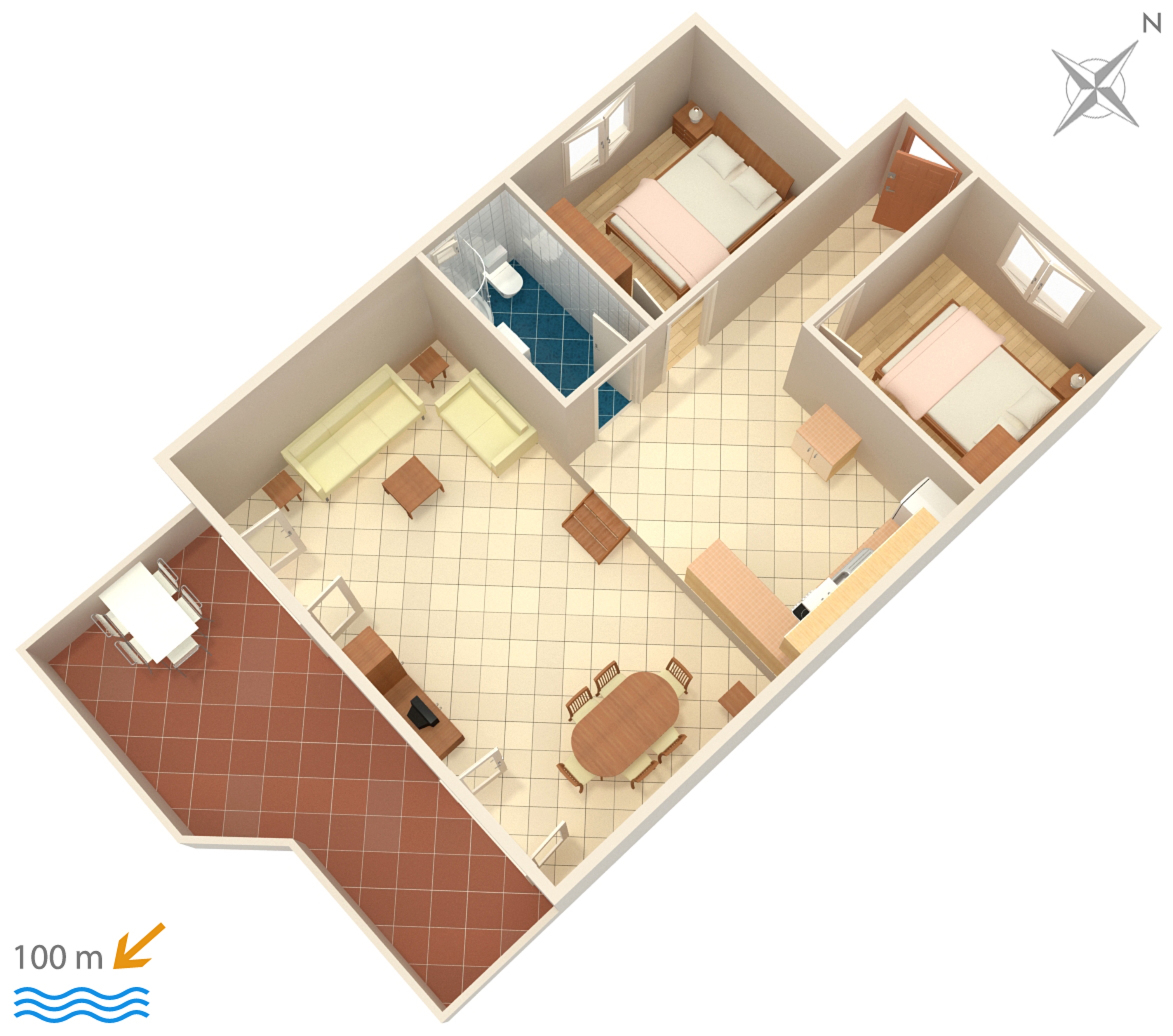 Two bedroom apartment with terrace and sea view Pisak, Omiš  A-e