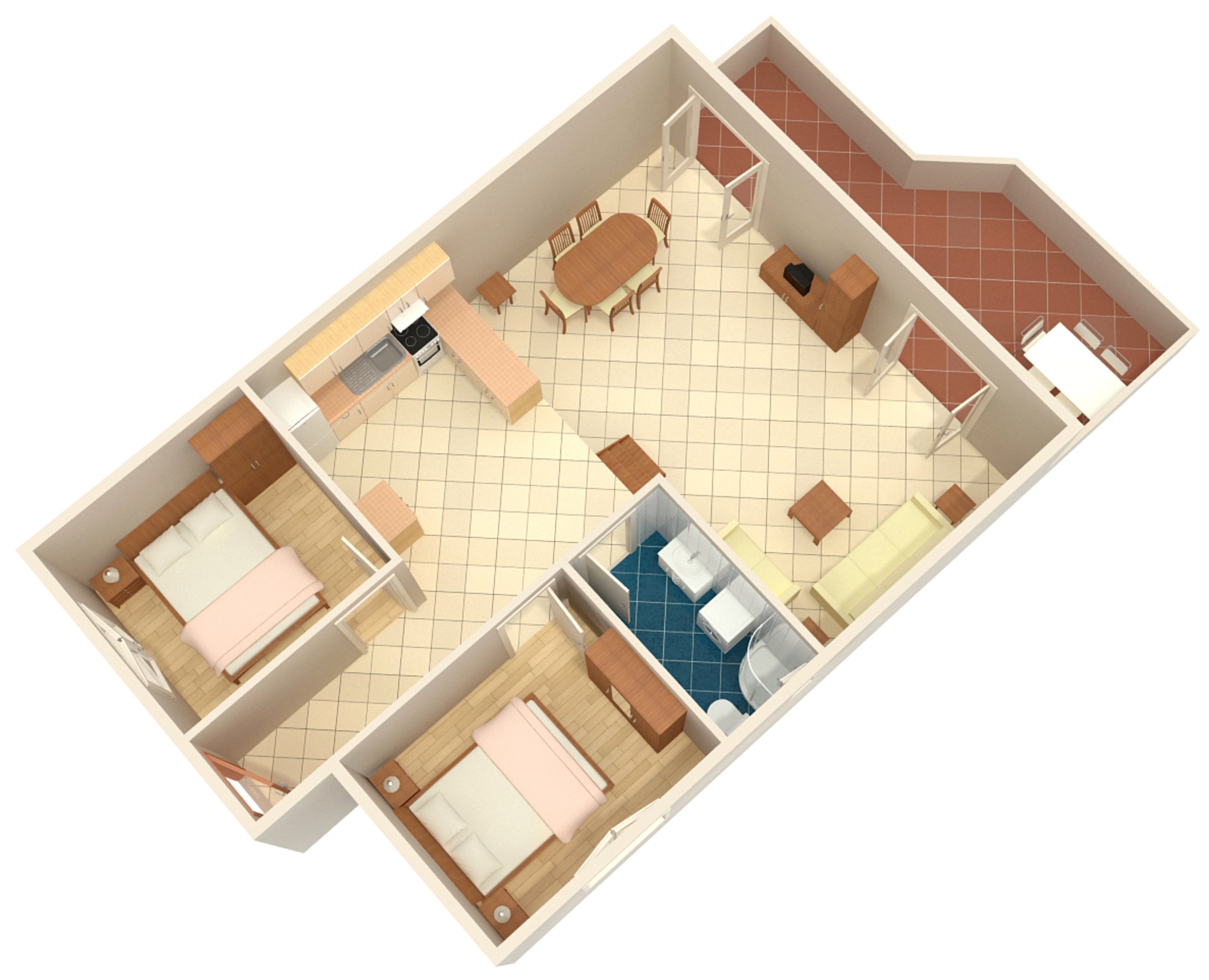 Two bedroom apartment with terrace and sea view Pisak, Omiš  A-e