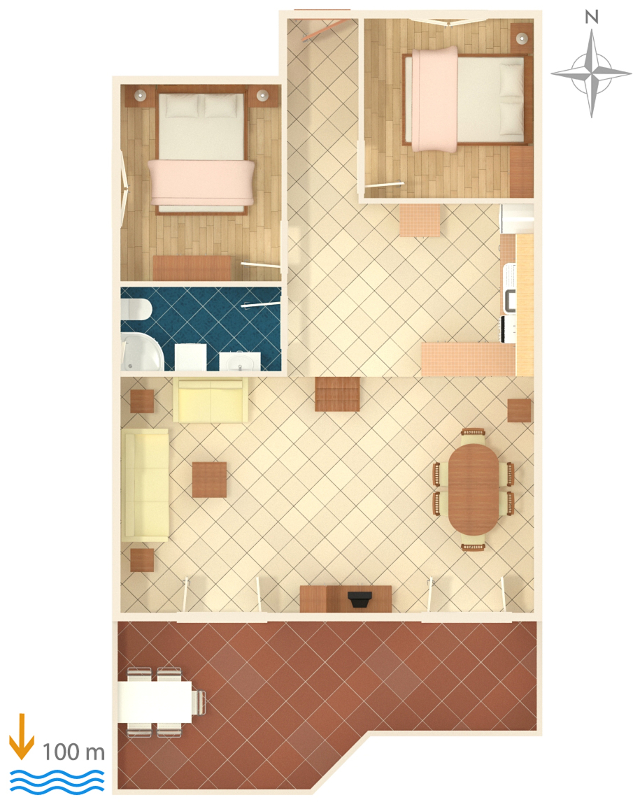 Two bedroom apartment with terrace and sea view Pisak, Omiš  A-e
