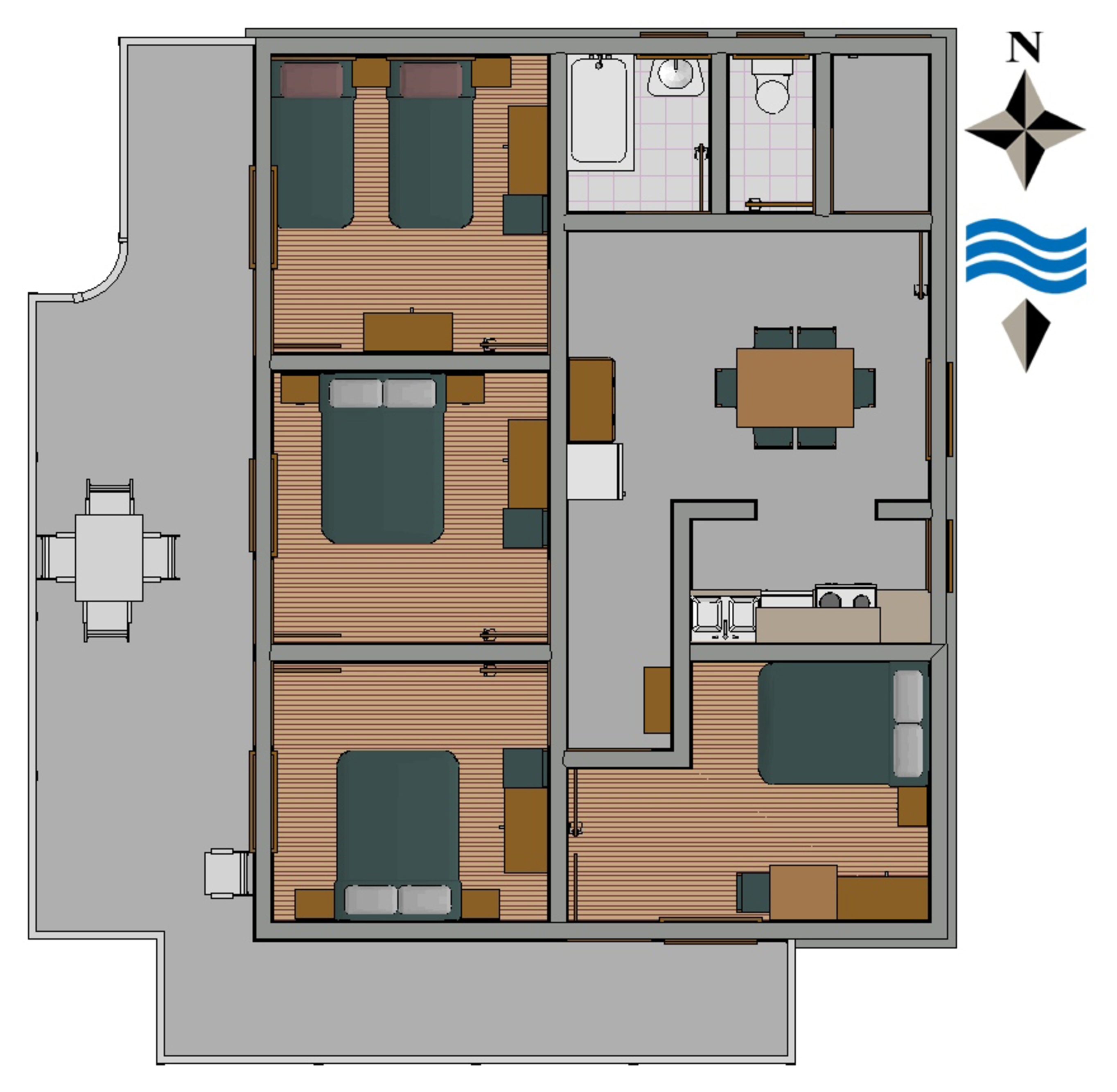 Four bedroom apartment with terrace and sea view Grebaštica, Šibenik  A-a
