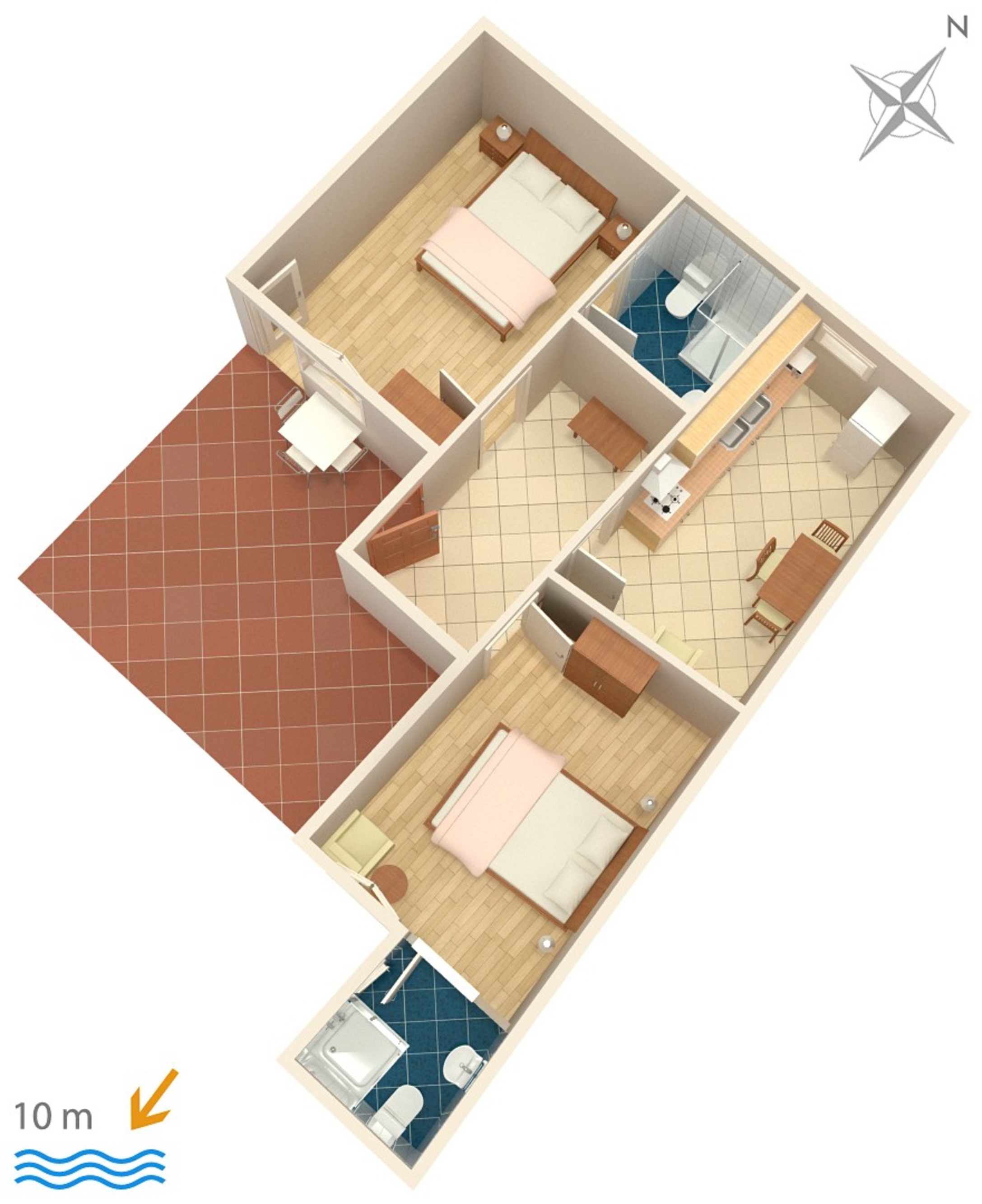 Two bedroom apartment near beach Brodarica, Šibenik  A-b