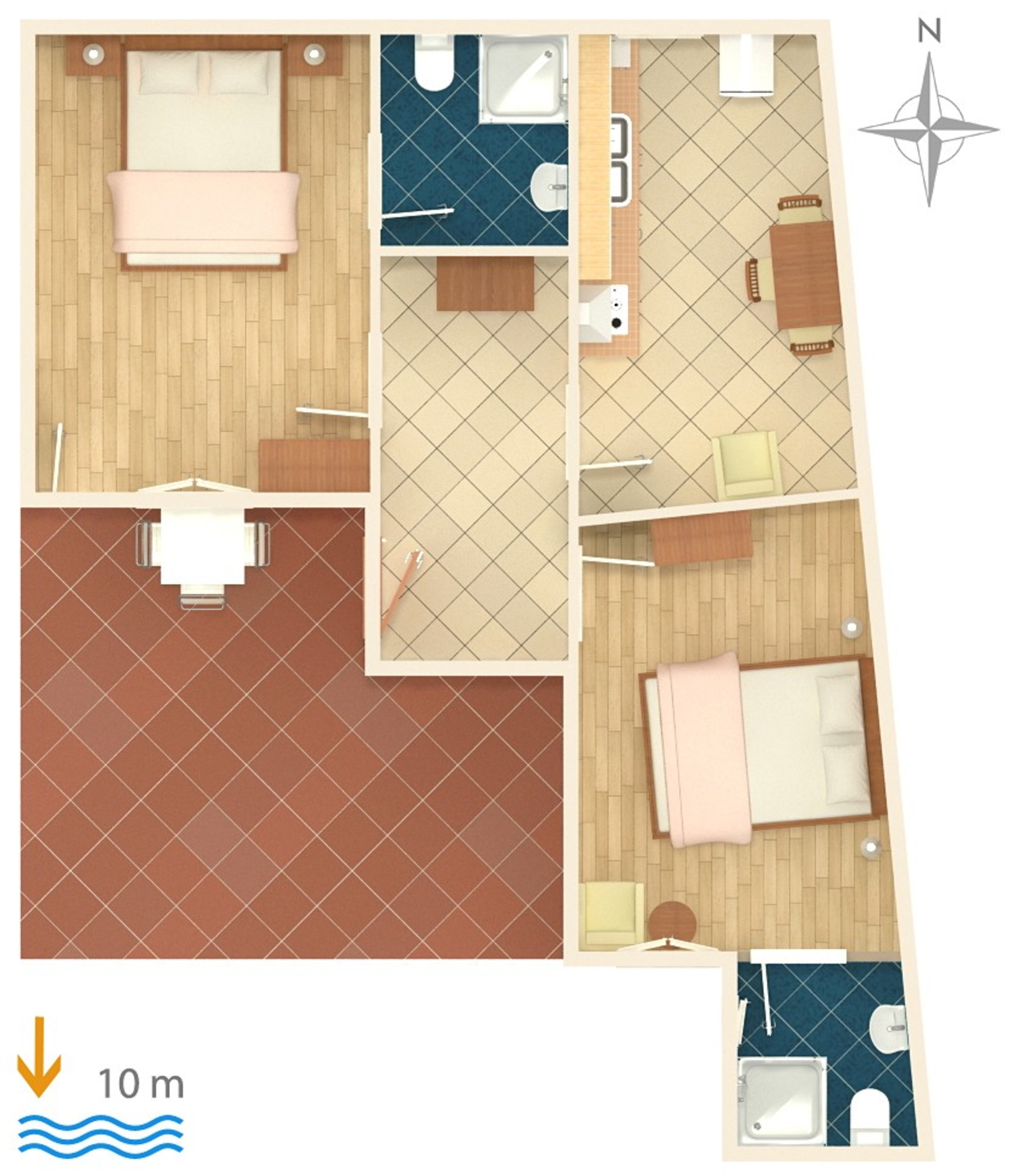 Two bedroom apartment near beach Brodarica, Šibenik  A-b