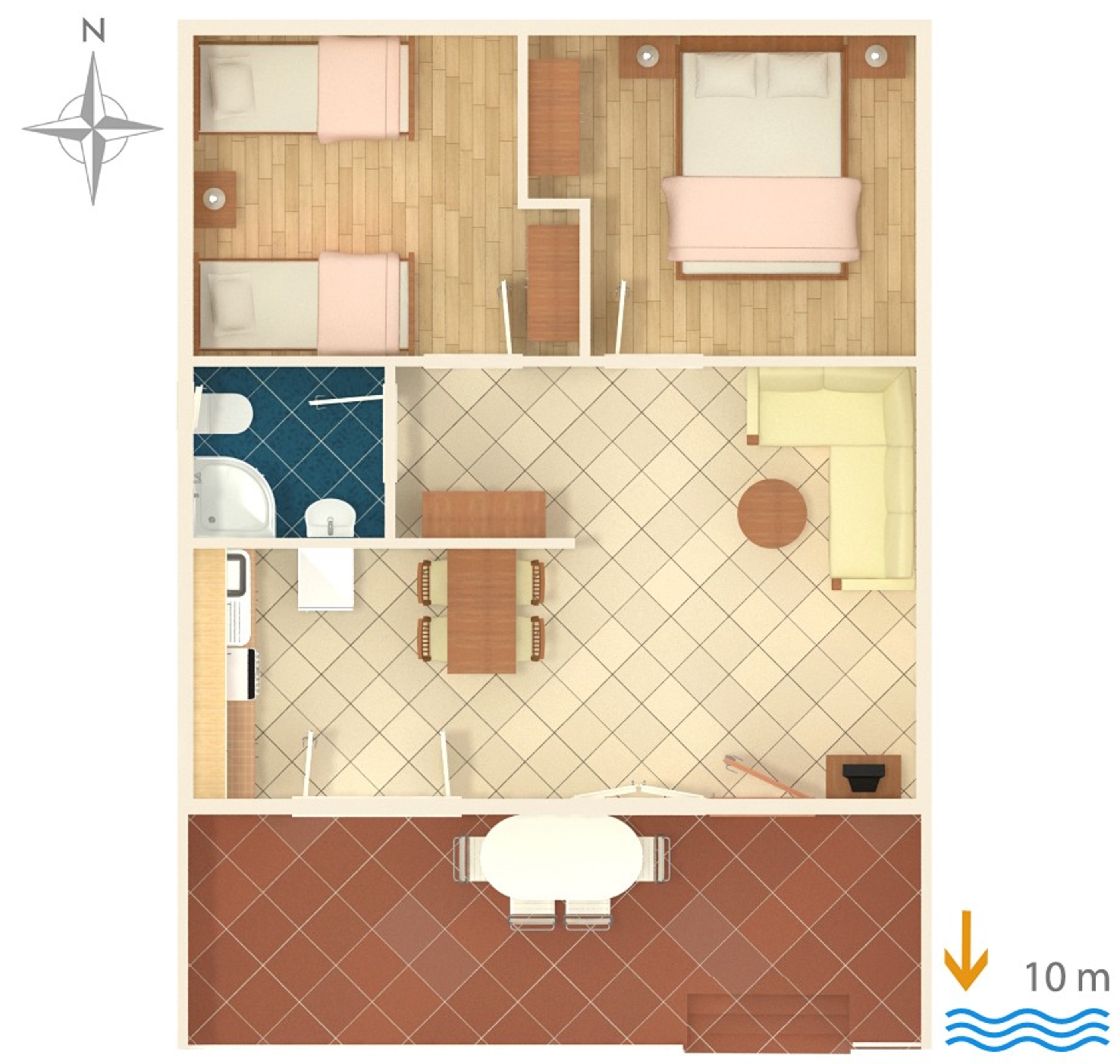 Two bedroom apartment near beach Brodarica, Šibenik  A-c