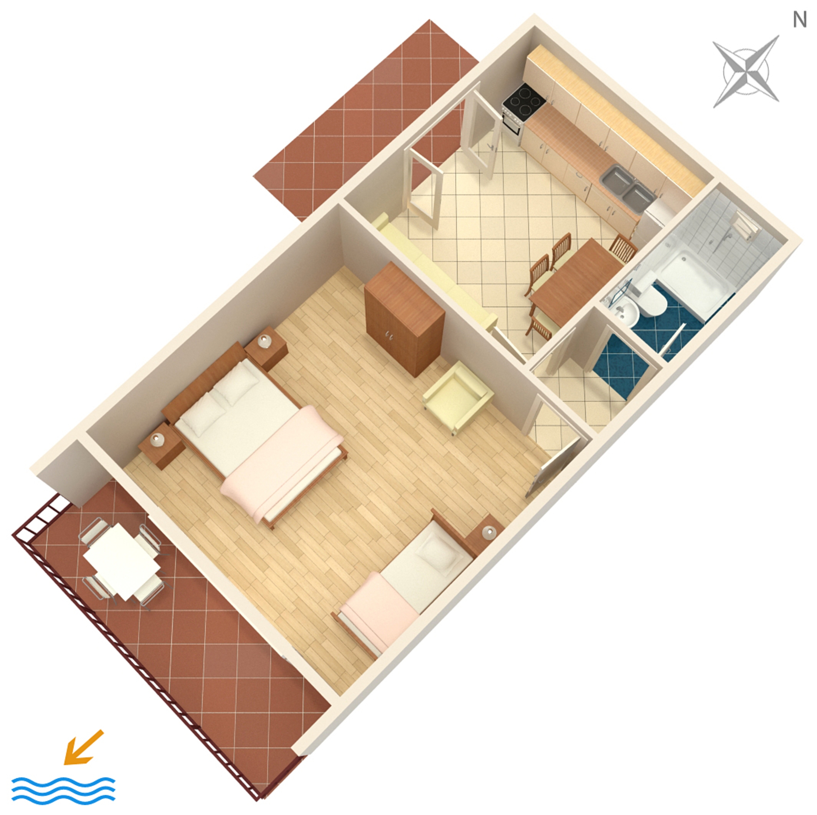 One bedroom apartment with terrace and sea view Nemira, Omiš  A-a